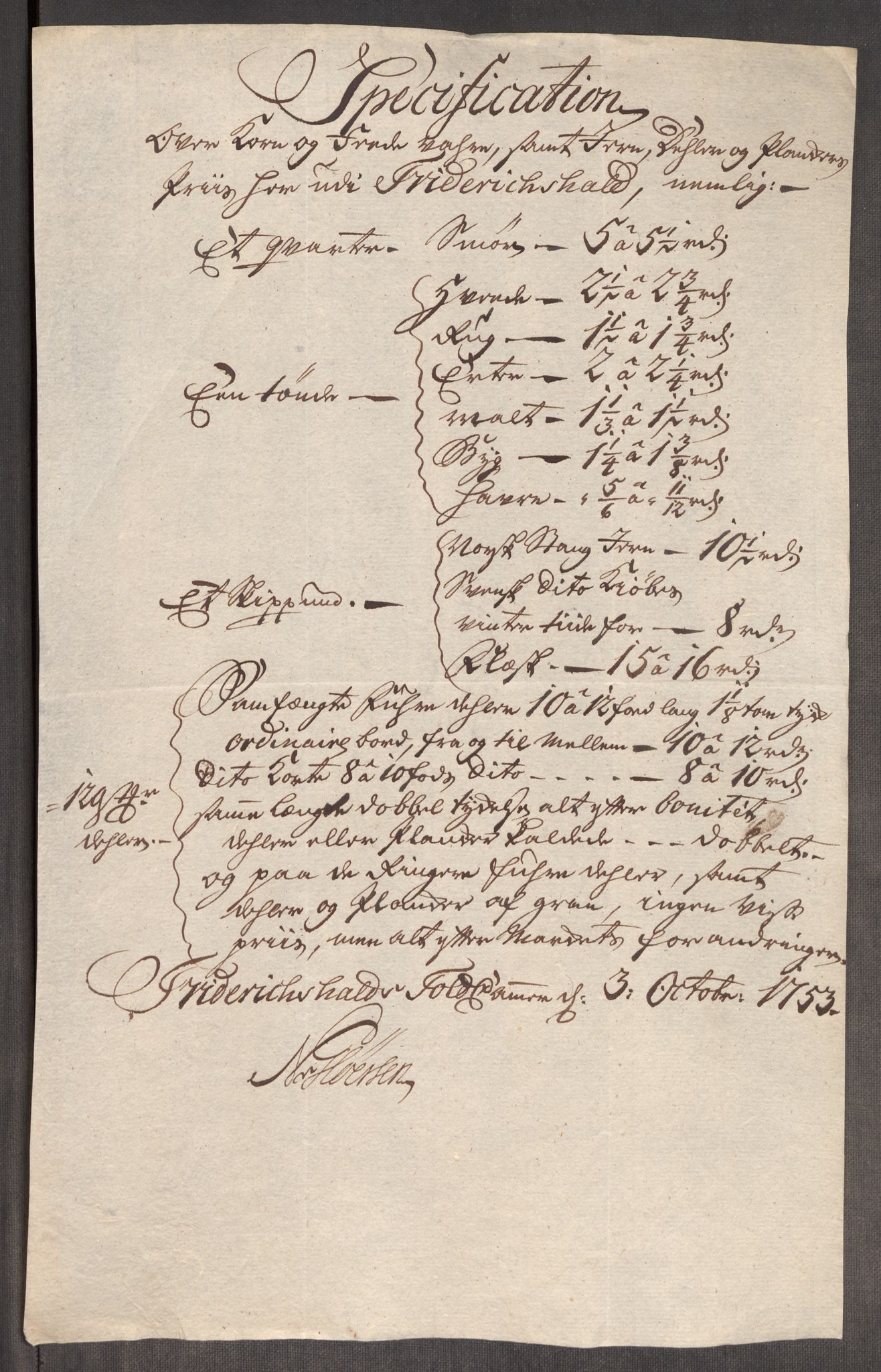 Rentekammeret inntil 1814, Realistisk ordnet avdeling, RA/EA-4070/Oe/L0005: [Ø1]: Priskuranter, 1753-1757, s. 14