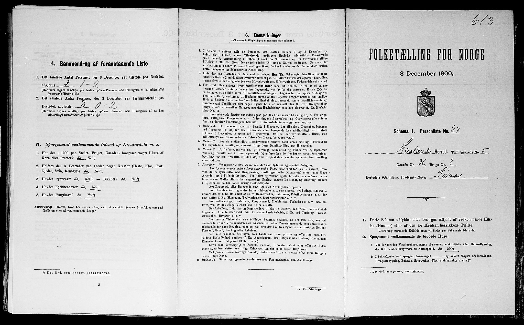 SAST, Folketelling 1900 for 1124 Haaland herred, 1900, s. 871