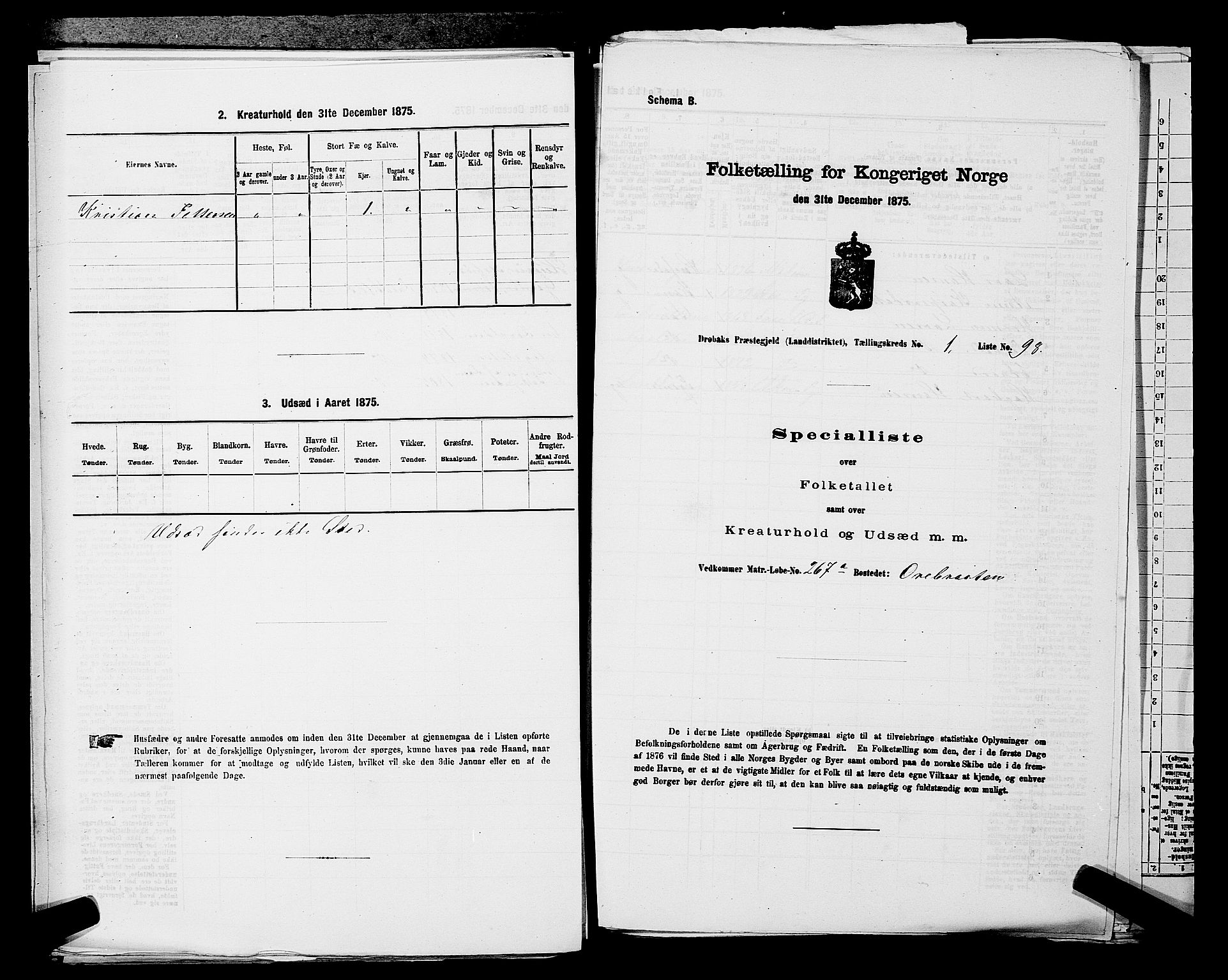 RA, Folketelling 1875 for 0215L Drøbak prestegjeld, Frogn sokn, 1875, s. 243