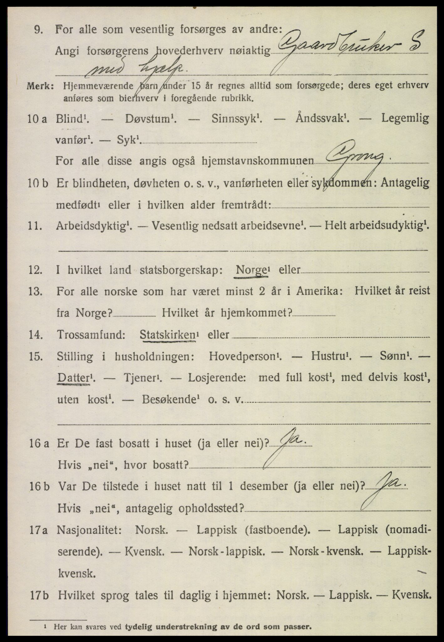 SAT, Folketelling 1920 for 1742 Grong herred, 1920, s. 1176