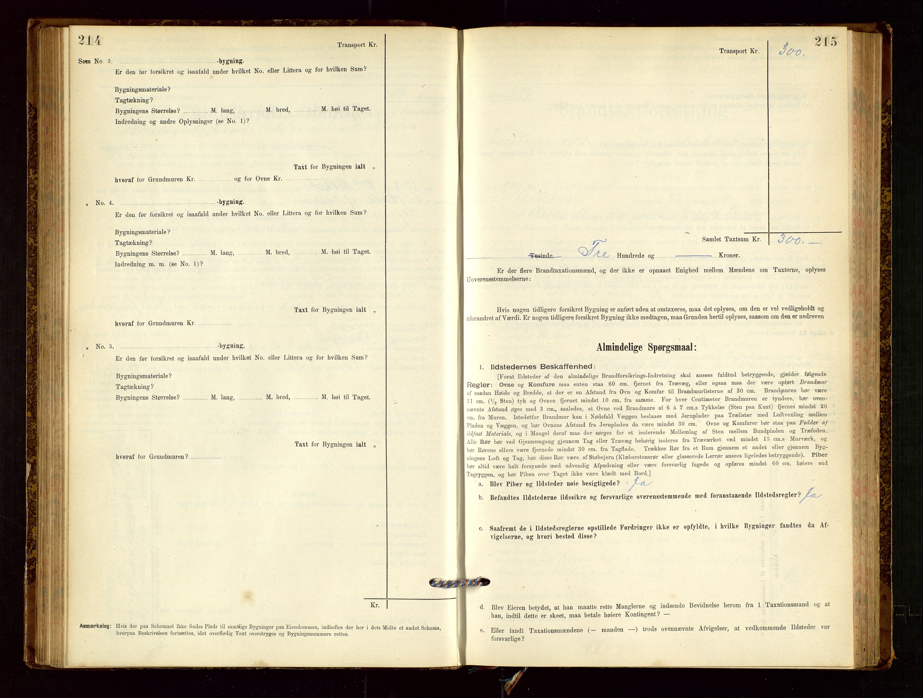 Nedstrand lensmannskontor, SAST/A-100236/Gob/L0001: "Brandtaxationsprotokol for Nerstrand Lensmandsdistrikt Ryfylke fogderi", 1895-1915, s. 214-215