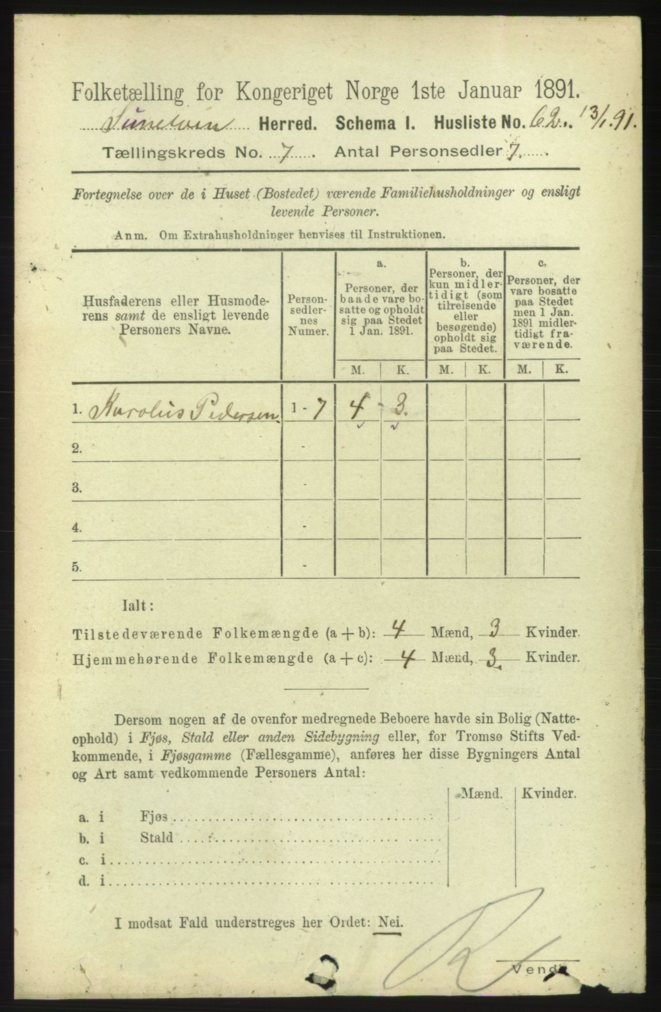 RA, Folketelling 1891 for 1523 Sunnylven herred, 1891, s. 1762