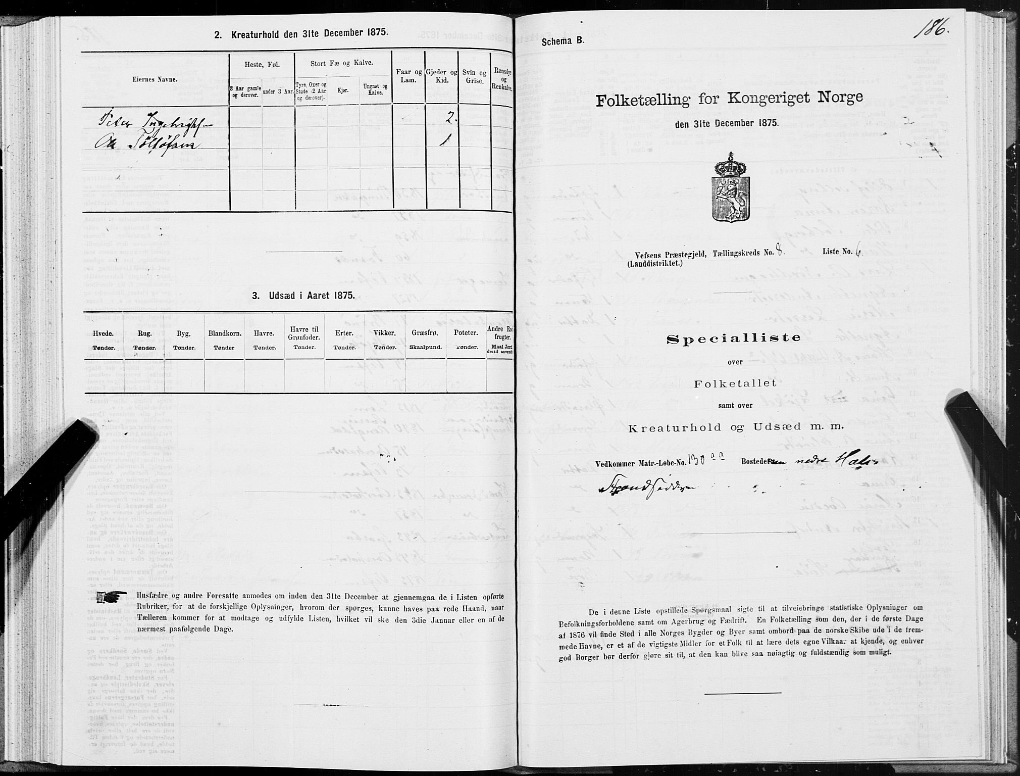 SAT, Folketelling 1875 for 1824L Vefsn prestegjeld, Vefsn sokn, 1875, s. 2186