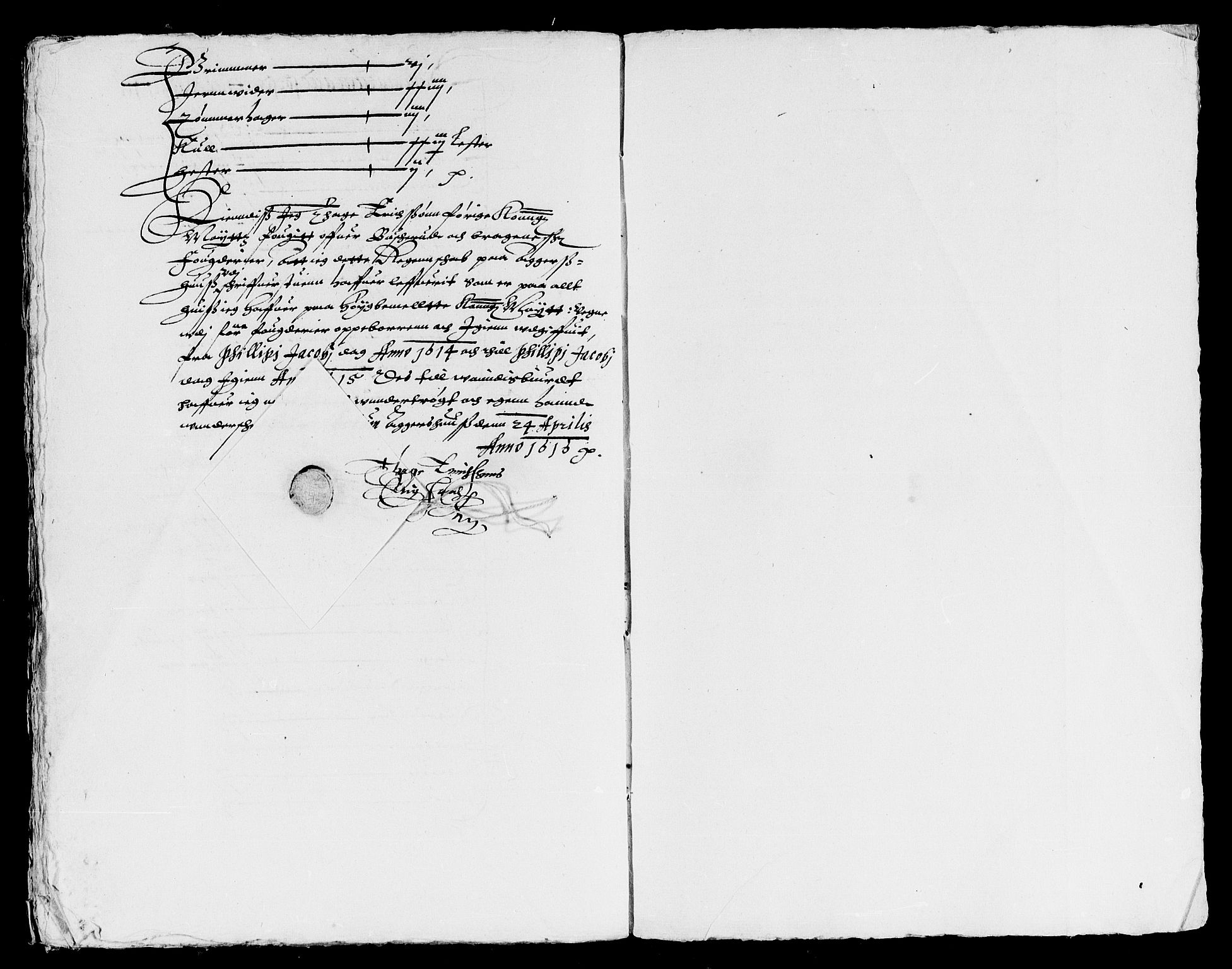 Rentekammeret inntil 1814, Reviderte regnskaper, Lensregnskaper, AV/RA-EA-5023/R/Rb/Rba/L0036: Akershus len, 1614-1615