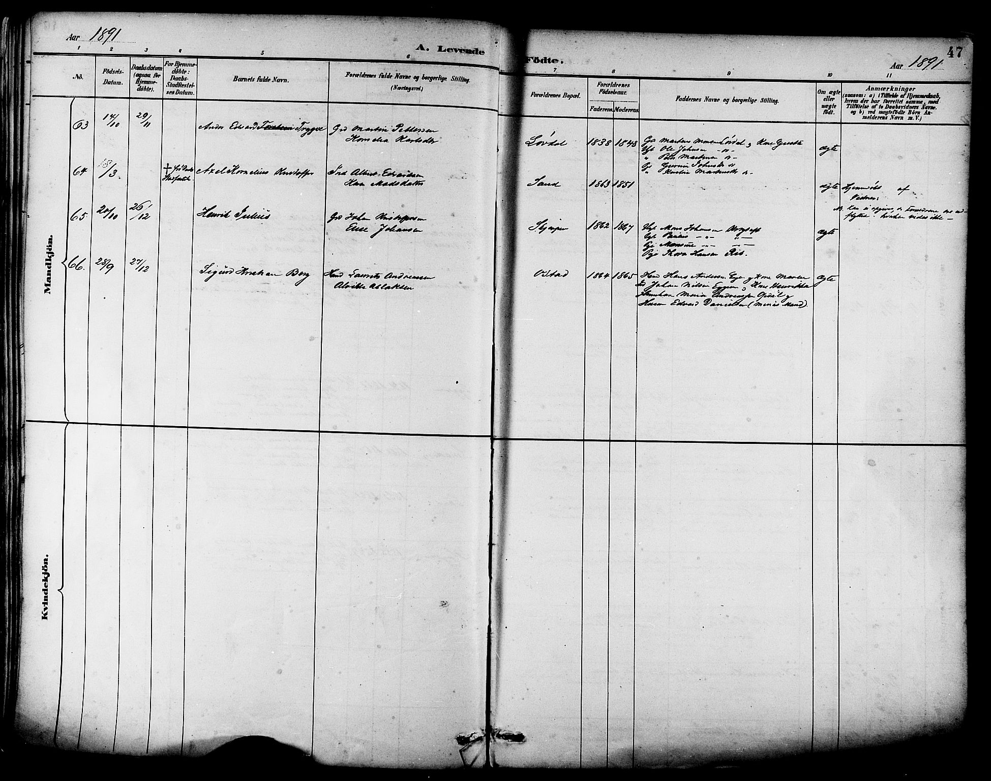 Ministerialprotokoller, klokkerbøker og fødselsregistre - Nordland, AV/SAT-A-1459/880/L1133: Ministerialbok nr. 880A07, 1888-1898, s. 47