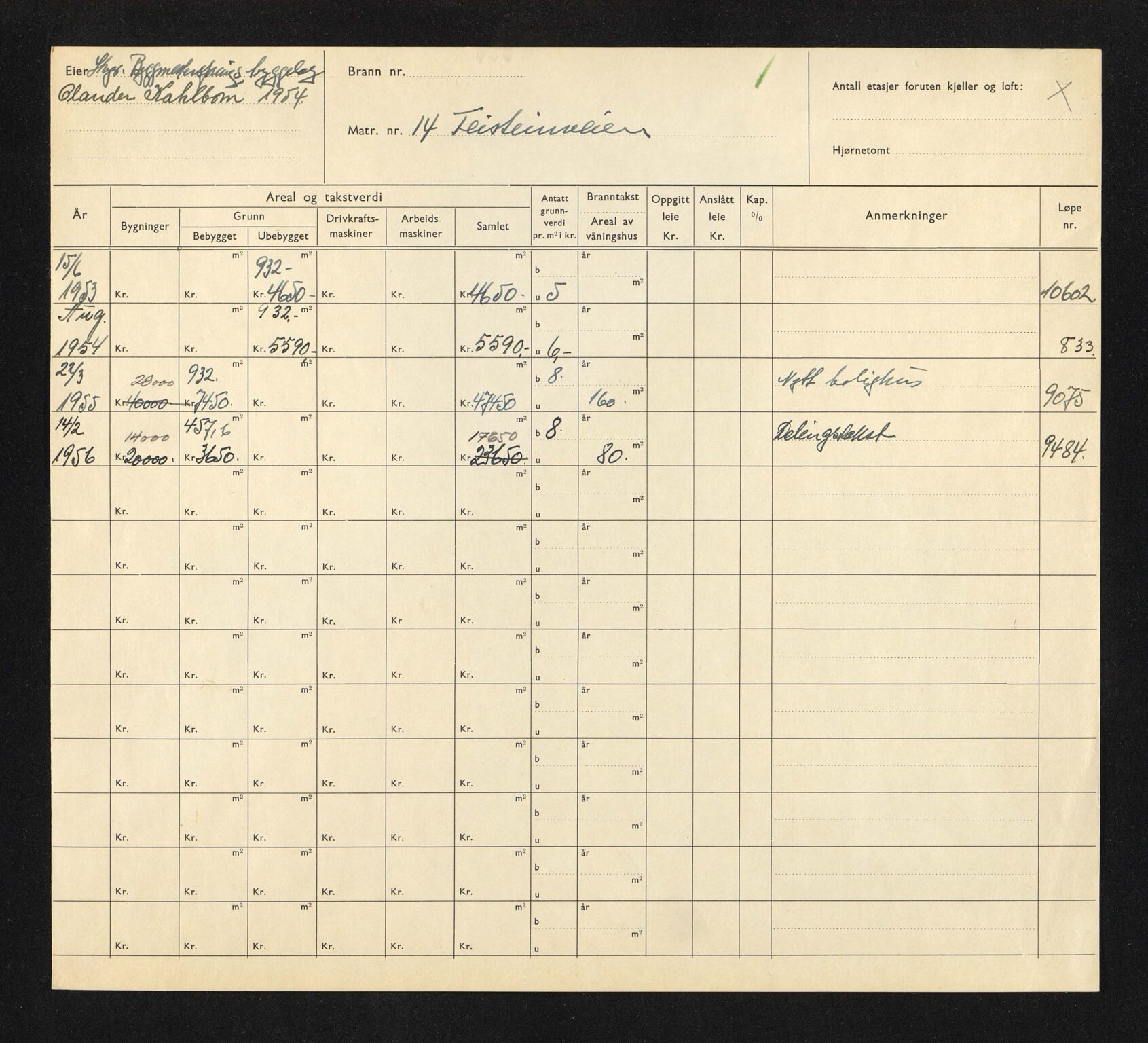 Stavanger kommune. Skattetakstvesenet, BYST/A-0440/F/Fa/Faa/L0013/0006: Skattetakstkort / Feisteinveien 14 - Figgjogata 6