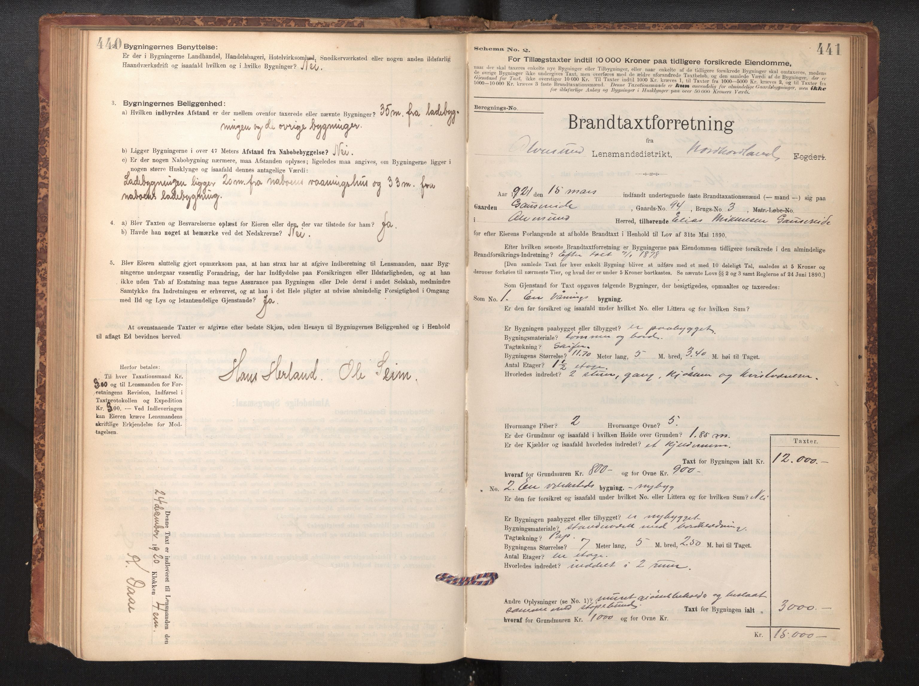 Lensmannen i Alversund, SAB/A-30701/0012/L0004: Branntakstprotokoll, skjematakst, 1894-1953, s. 440-441