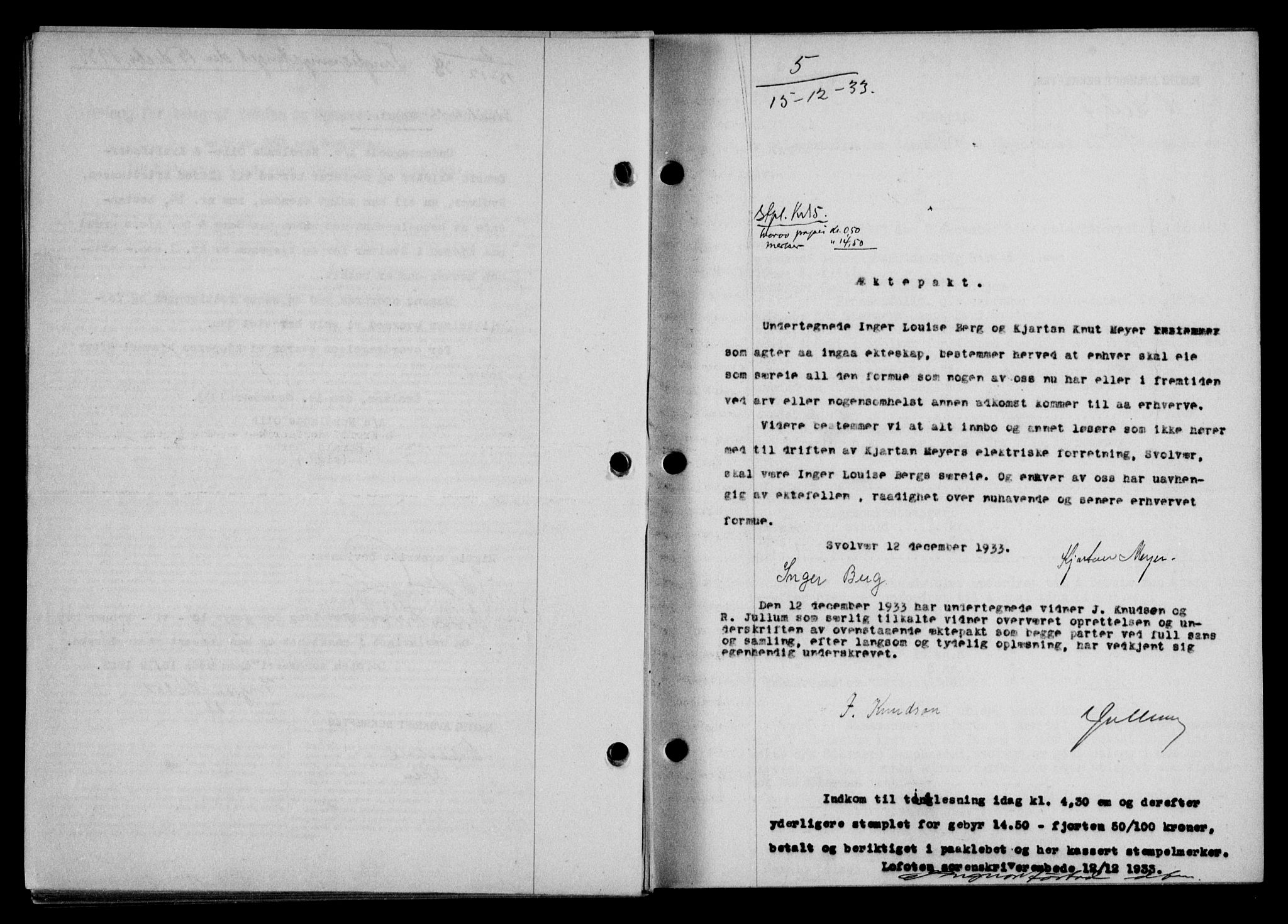 Lofoten sorenskriveri, SAT/A-0017/1/2/2C/L0028b: Pantebok nr. 28b, 1933-1933, Tingl.dato: 15.12.1933