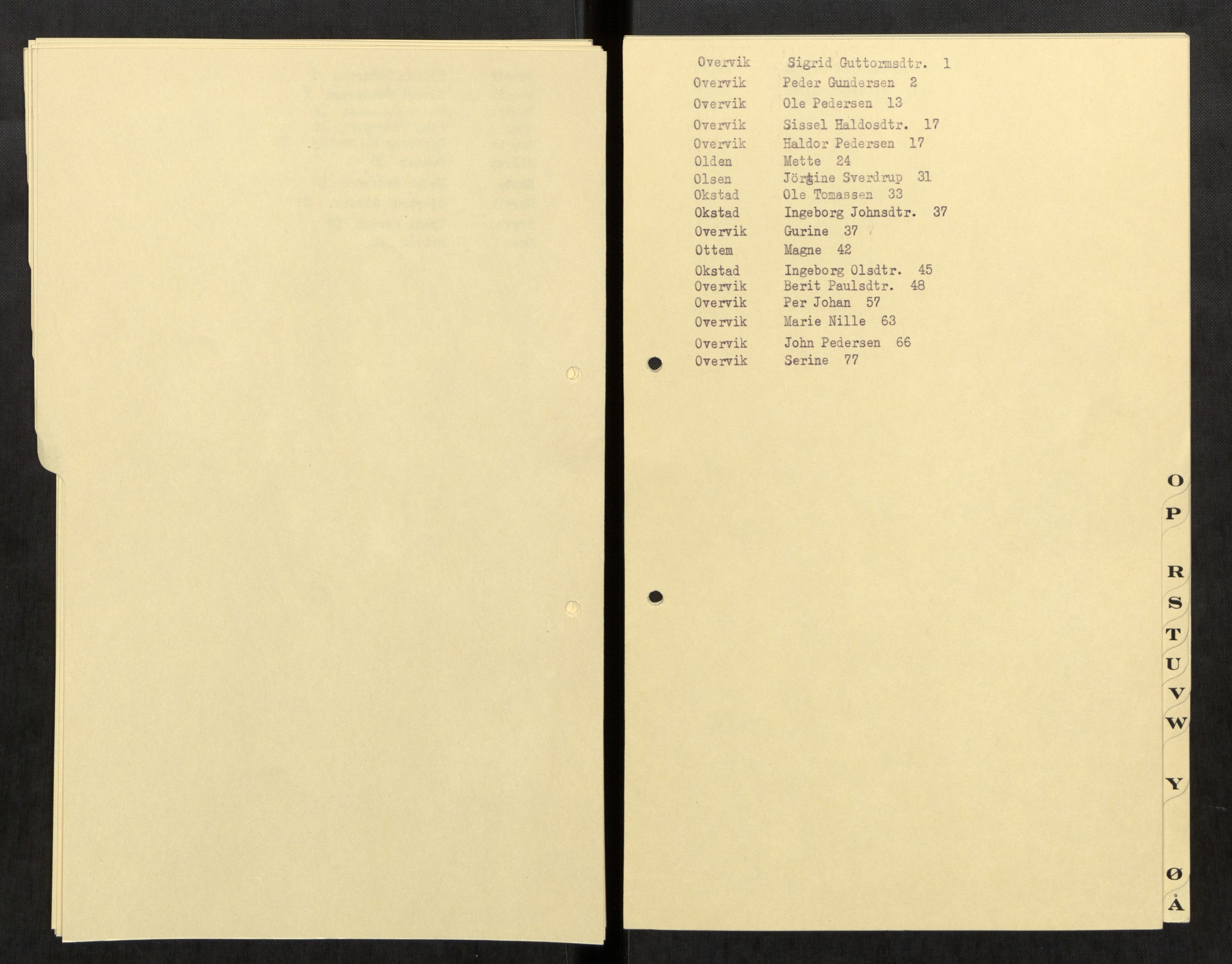 Selbu lensmannskontor, AV/SAT-A-1081/2/G/Ga/L0009: Register over dødsfallsprotokoller , 1911-1962