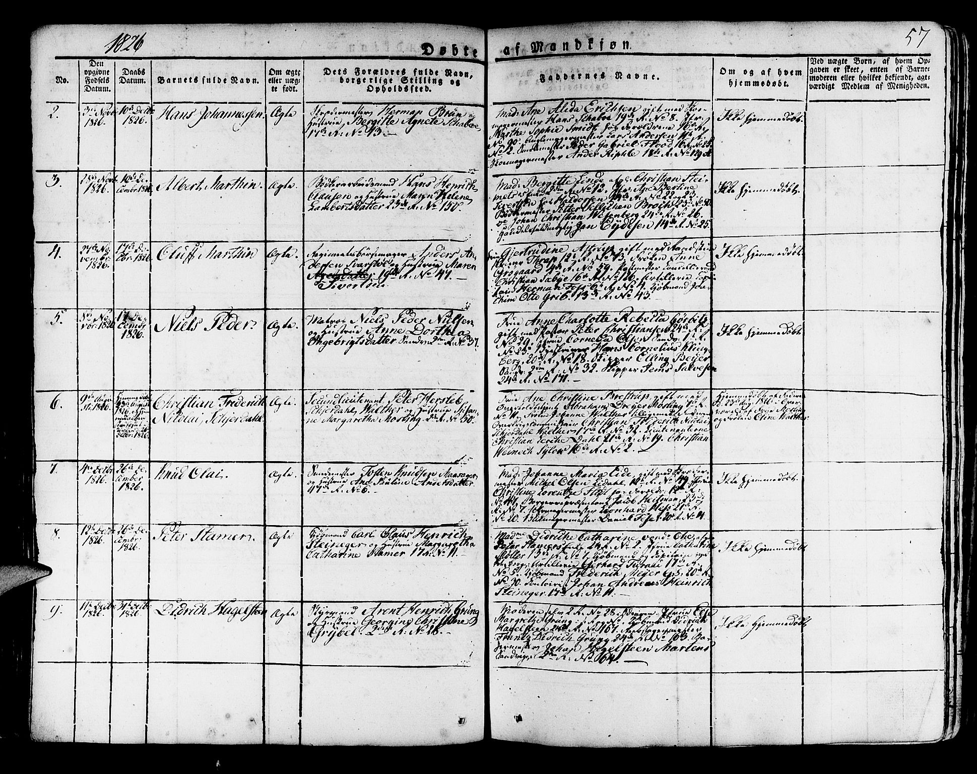 Korskirken sokneprestembete, SAB/A-76101/H/Haa/L0014: Ministerialbok nr. A 14, 1823-1835, s. 57