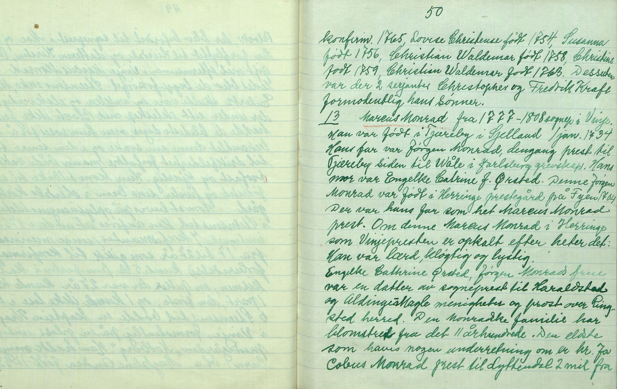 Rikard Berge, TEMU/TGM-A-1003/F/L0012/0052: 400-450 / 450 Nr. 1 Universitetsbibliotekets håndskriftsamling manuskripts... 523 bok? M. B. Landstads optegnelser angående Telemarkens Præste?- historie, s. 50