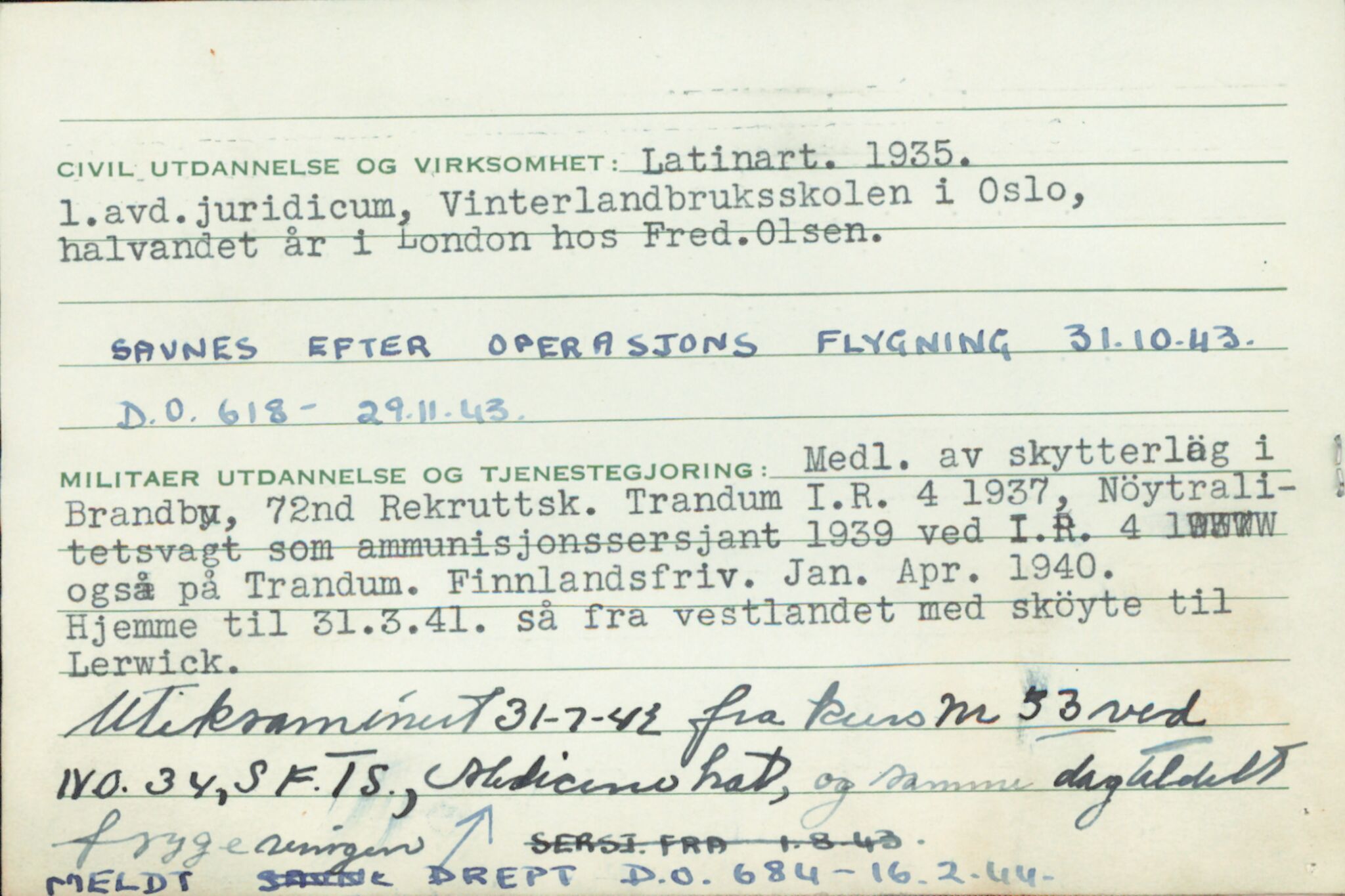 Forsvaret, Forsvarets overkommando/Luftforsvarsstaben, AV/RA-RAFA-4079/P/Pa/L0052: Personellpapirer, 1917, s. 458