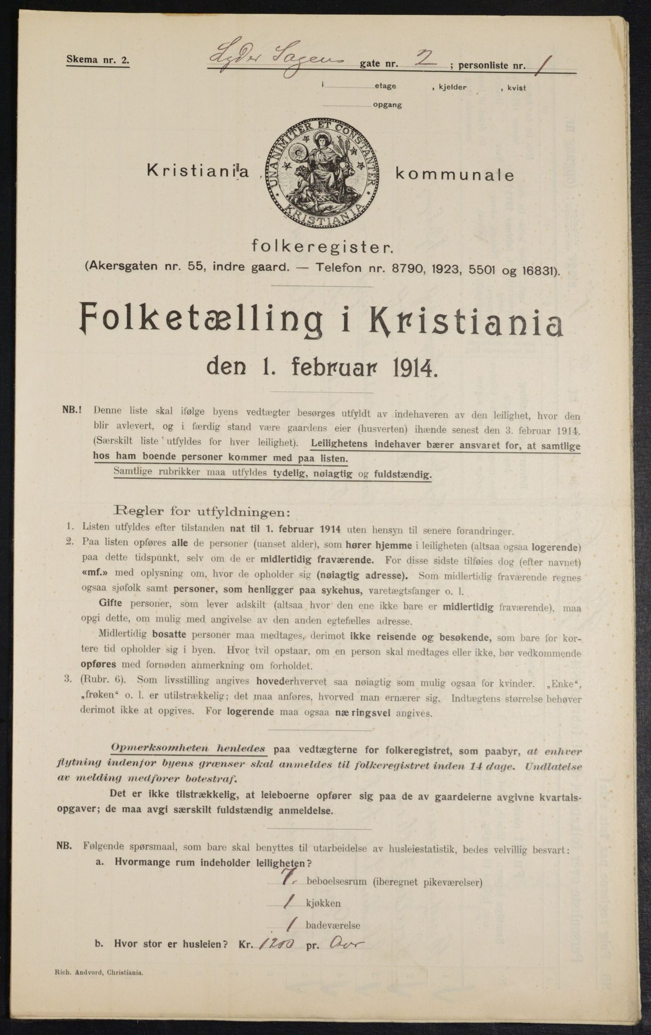 OBA, Kommunal folketelling 1.2.1914 for Kristiania, 1914, s. 58376