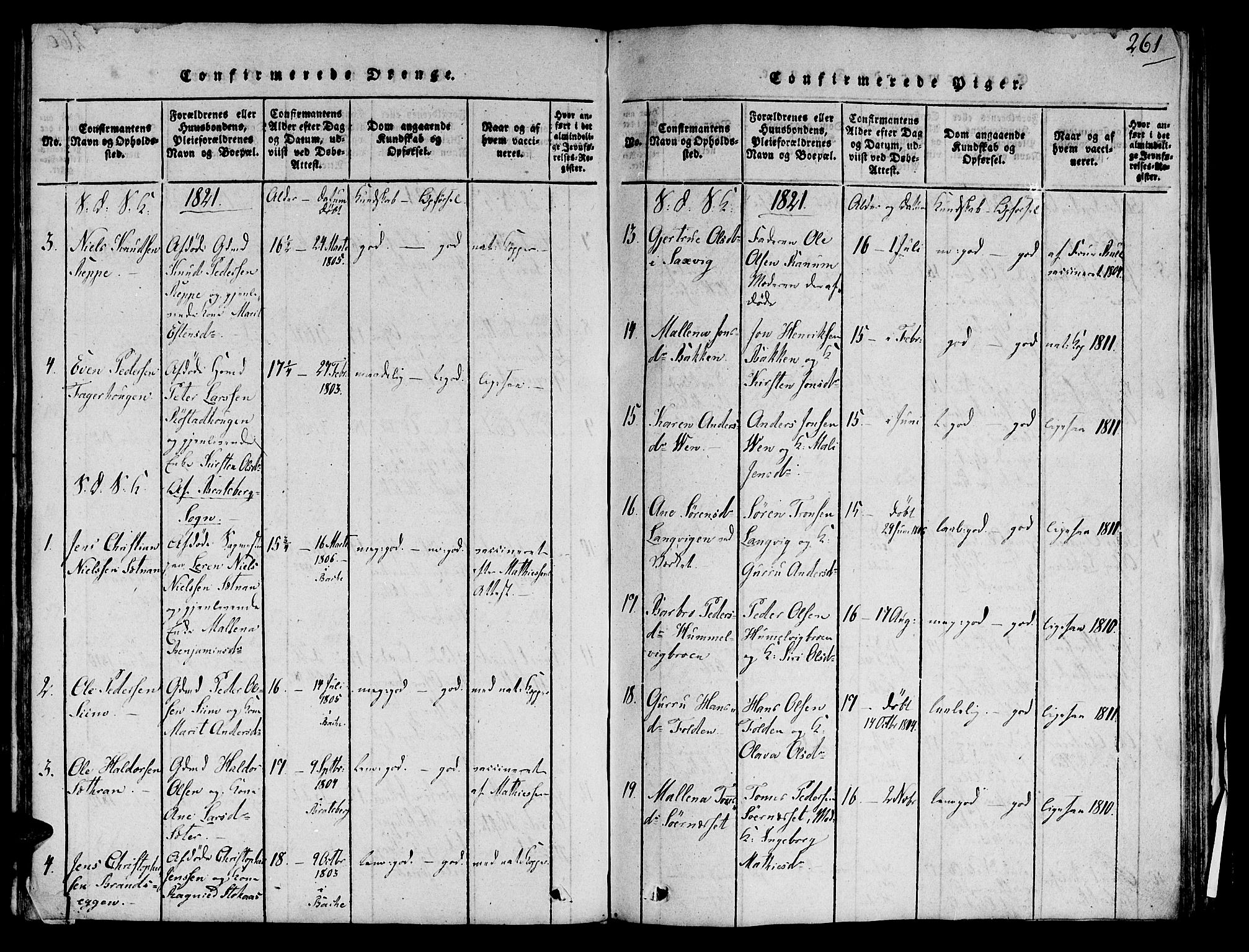 Ministerialprotokoller, klokkerbøker og fødselsregistre - Sør-Trøndelag, SAT/A-1456/606/L0283: Ministerialbok nr. 606A03 /1, 1818-1823, s. 261
