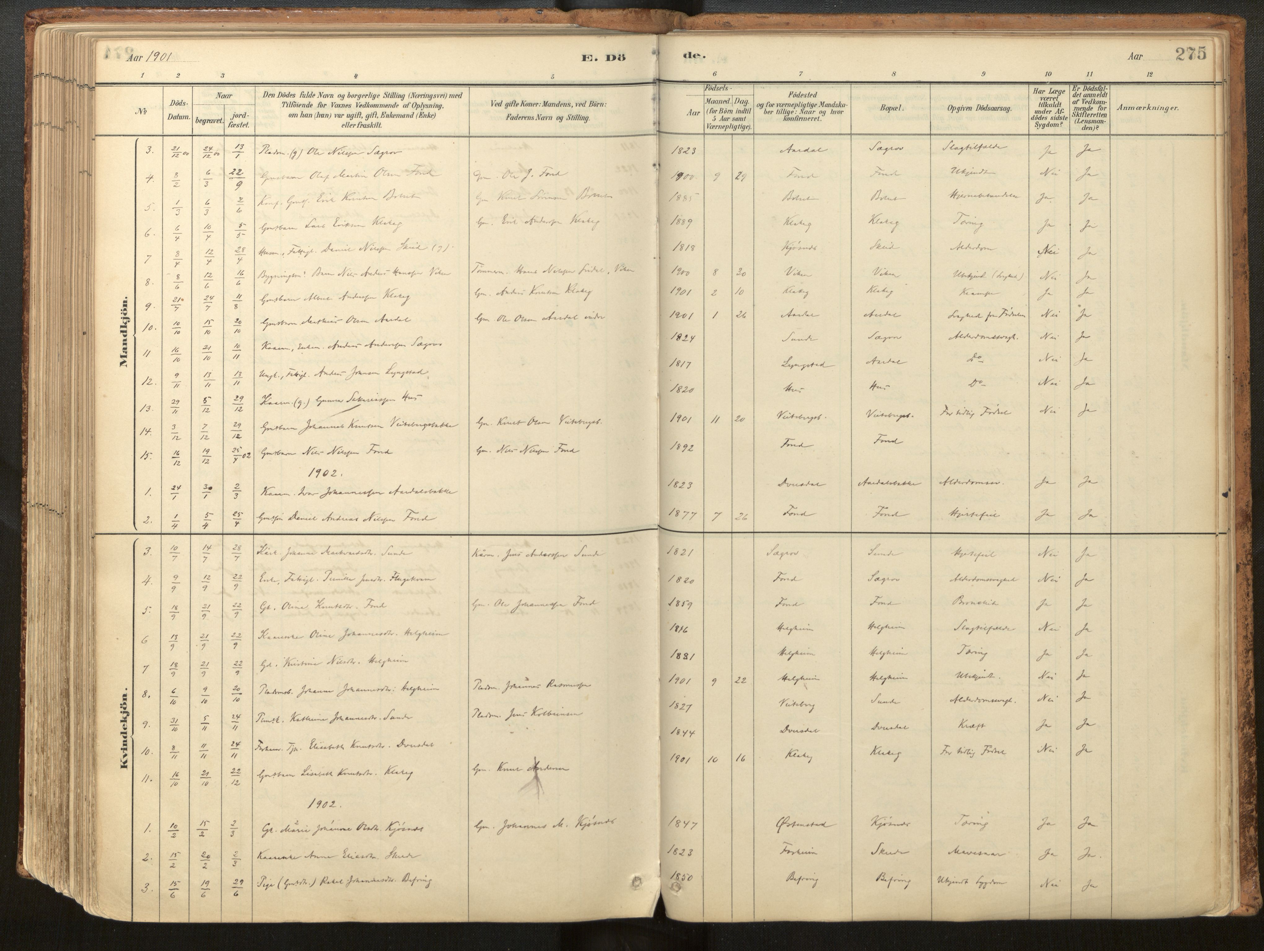Jølster sokneprestembete, SAB/A-80701/H/Haa/Haac/L0001: Ministerialbok nr. C 1, 1882-1928, s. 275