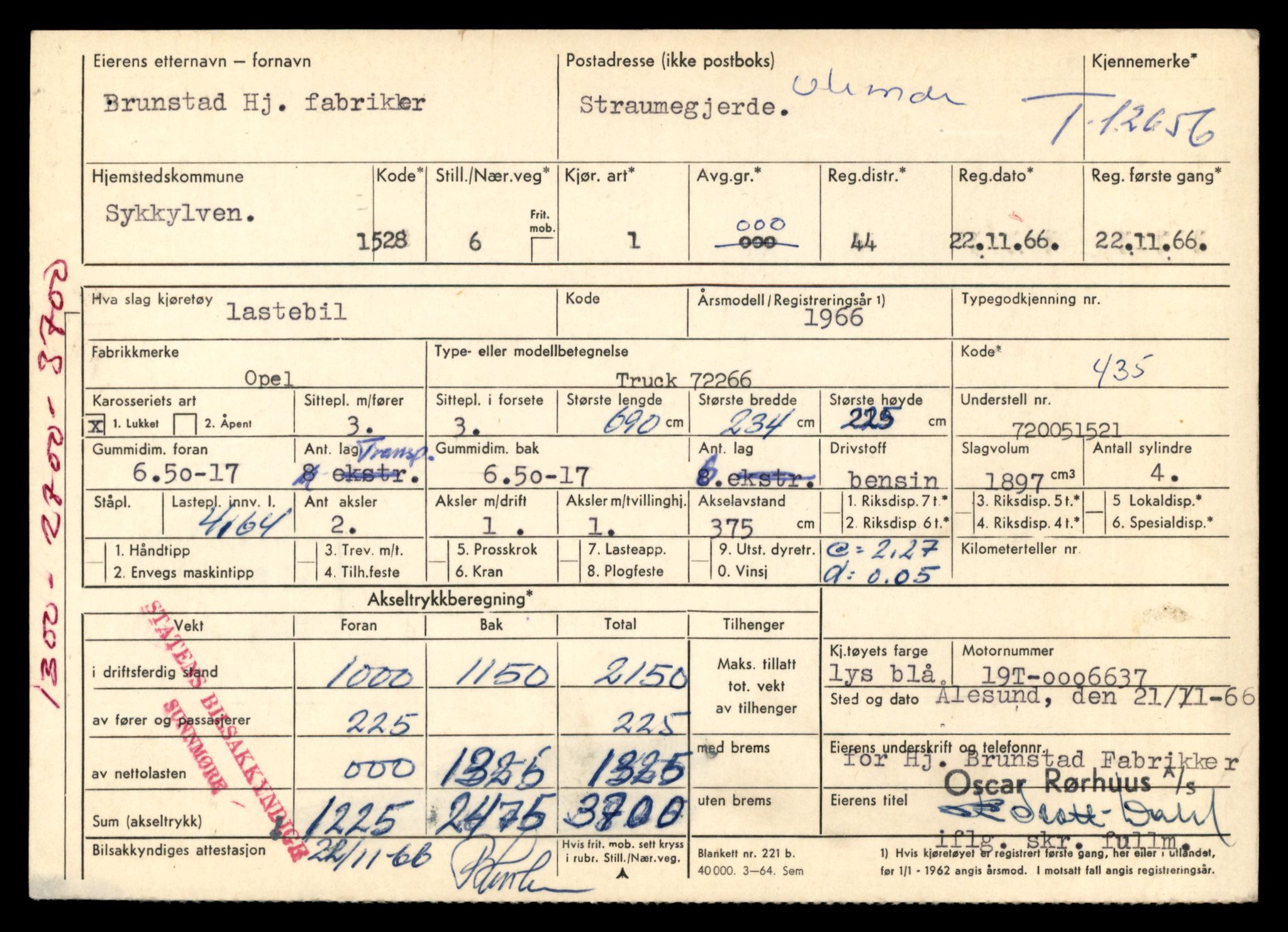 Møre og Romsdal vegkontor - Ålesund trafikkstasjon, AV/SAT-A-4099/F/Fe/L0035: Registreringskort for kjøretøy T 12653 - T 12829, 1927-1998, s. 35