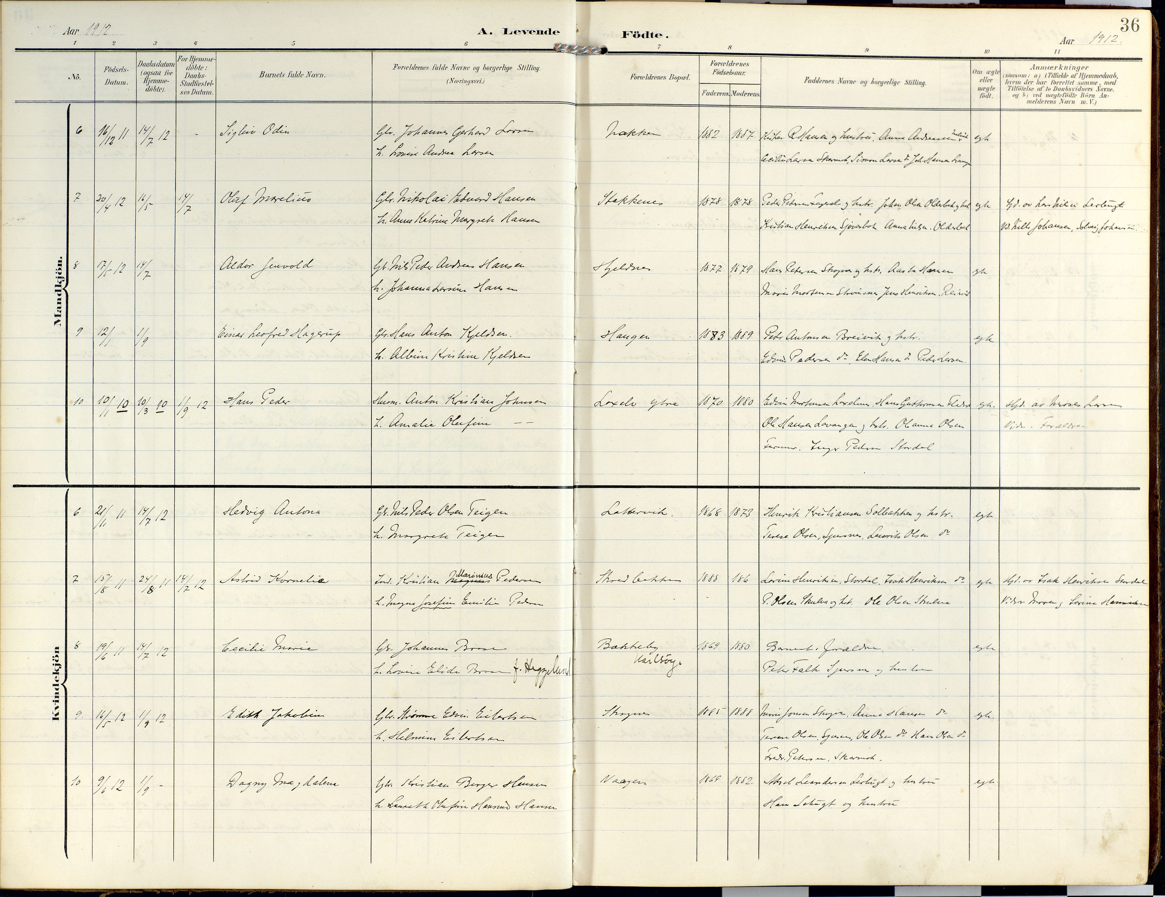 Lyngen sokneprestembete, SATØ/S-1289/H/He/Hea/L0014kirke: Ministerialbok nr. 14, 1905-1920, s. 36