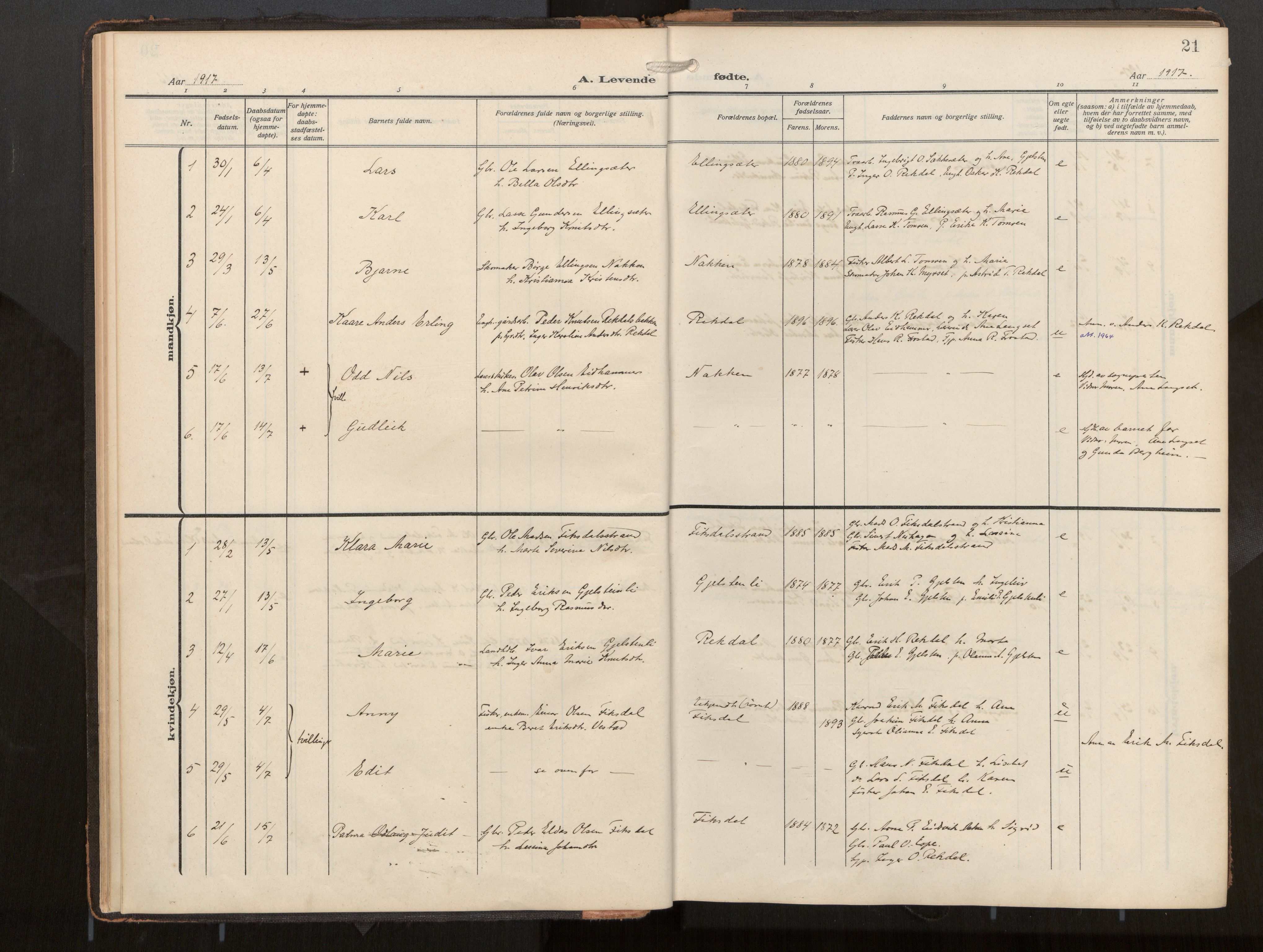 Ministerialprotokoller, klokkerbøker og fødselsregistre - Møre og Romsdal, SAT/A-1454/540/L0540b: Ministerialbok nr. 540A03, 1909-1932, s. 21