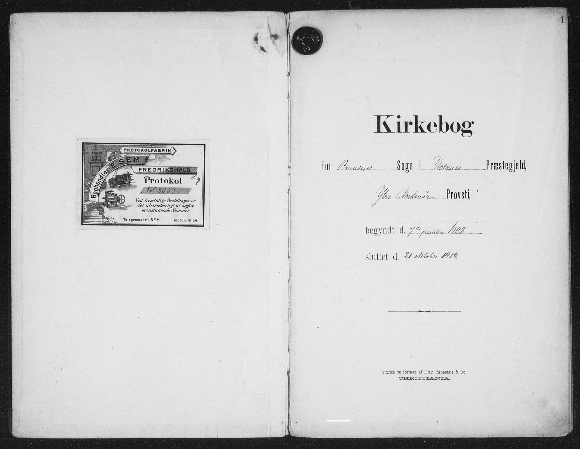 Ministerialprotokoller, klokkerbøker og fødselsregistre - Møre og Romsdal, AV/SAT-A-1454/569/L0822: Ministerialbok nr. 569A08, 1908-1919, s. 1