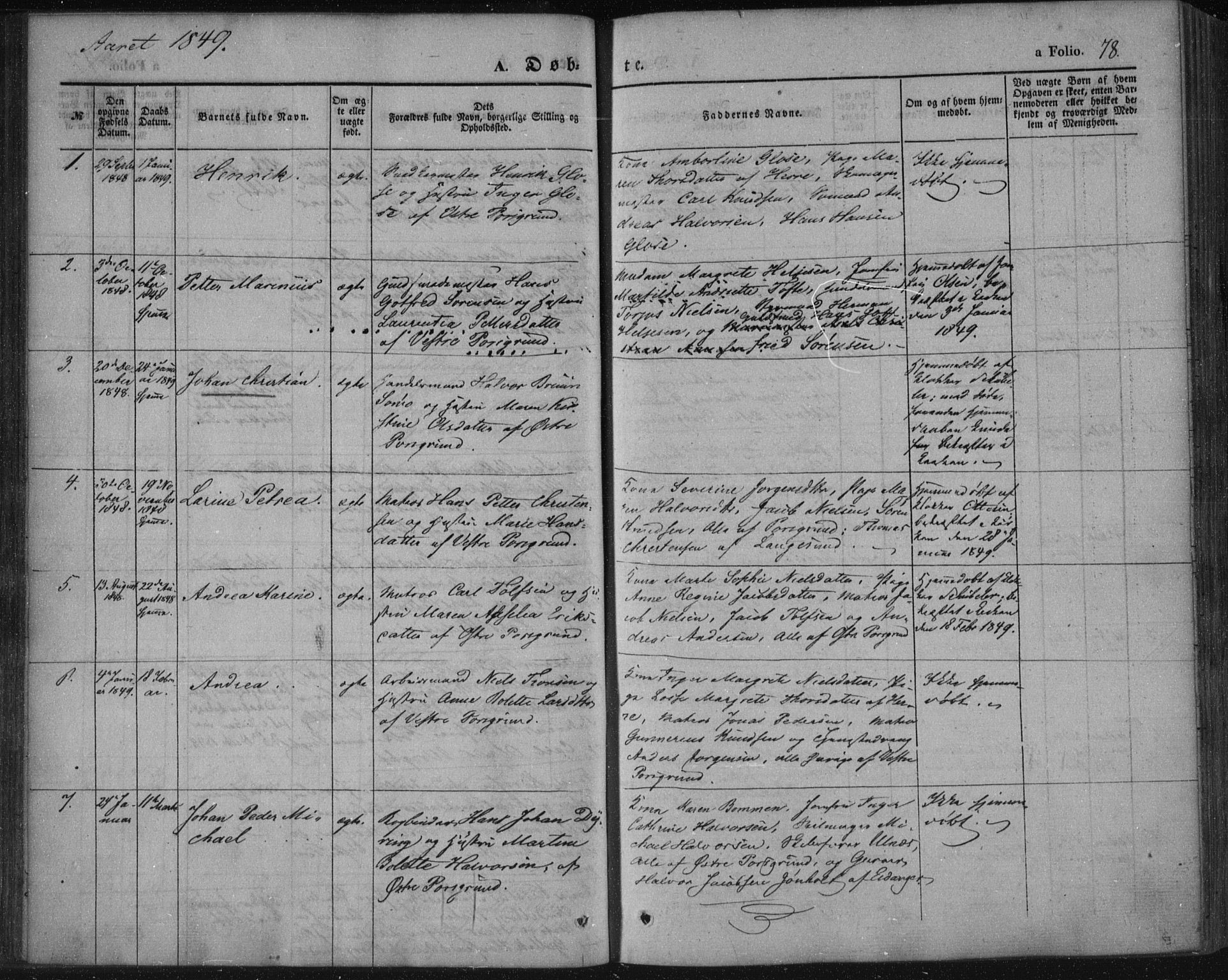 Porsgrunn kirkebøker , AV/SAKO-A-104/F/Fa/L0006: Ministerialbok nr. 6, 1841-1857, s. 78