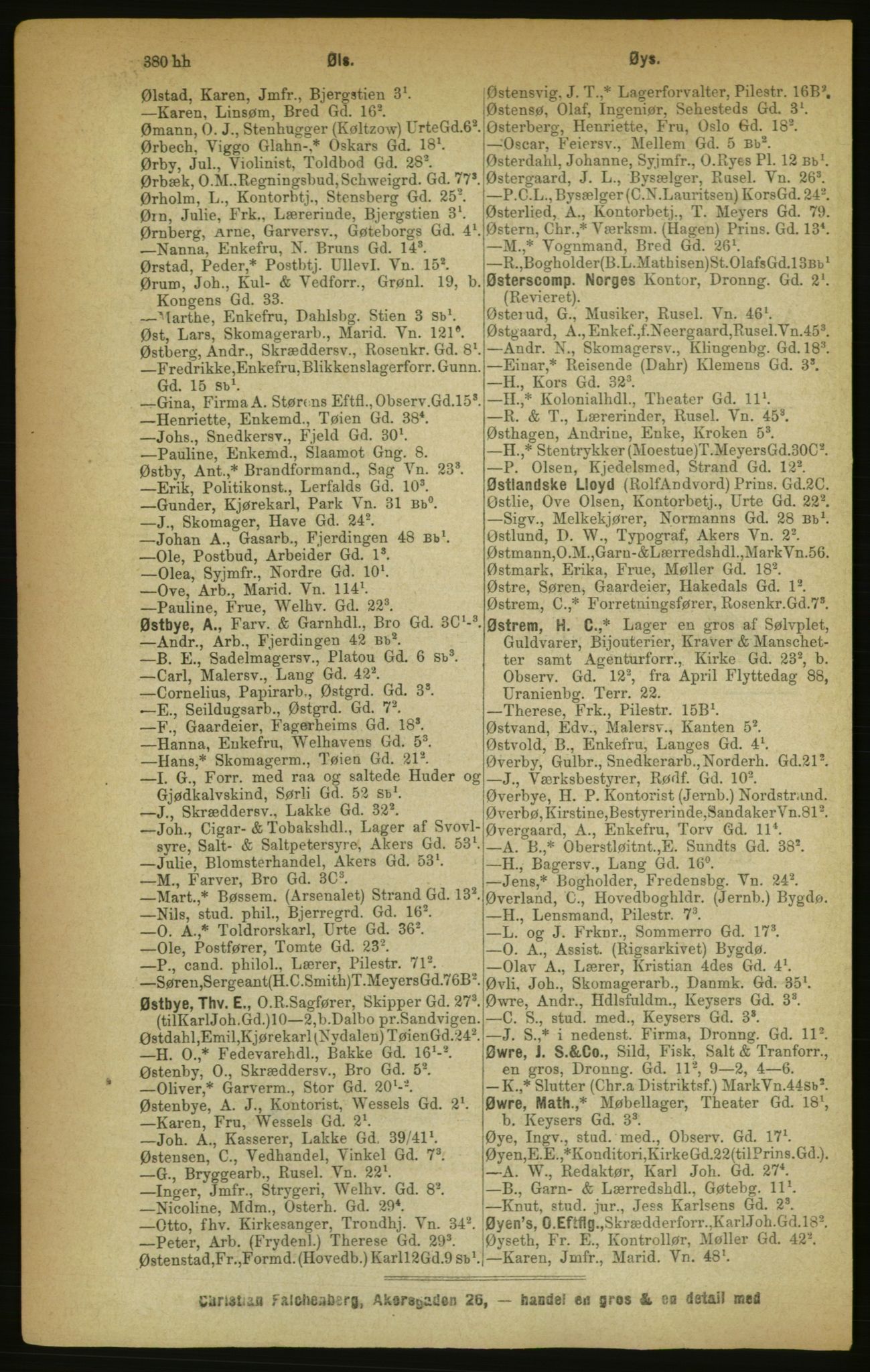 Kristiania/Oslo adressebok, PUBL/-, 1888, s. 380hh