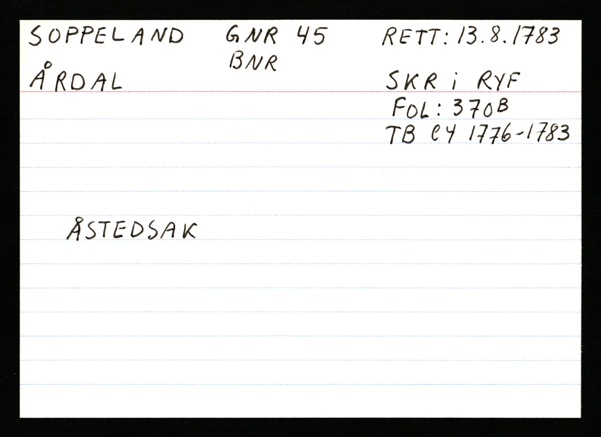 Statsarkivet i Stavanger, AV/SAST-A-101971/03/Y/Ym/L0054: Åstedskort sortert etter gårdsnavn: Soleim - Stavneim, 1600-1950, s. 89