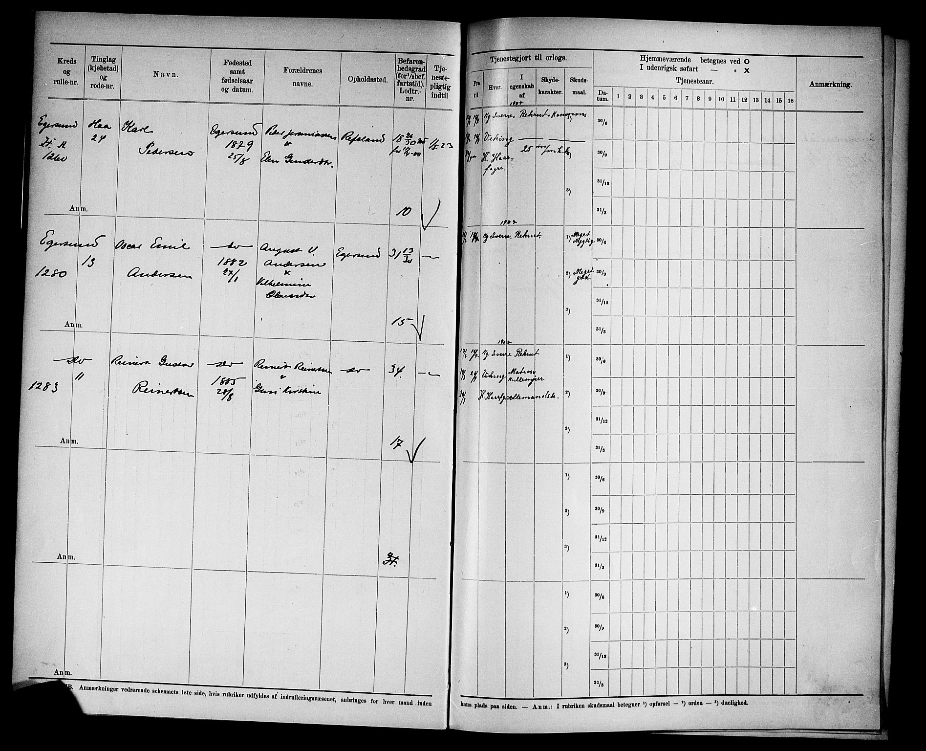 Kristiansand mønstringskrets, SAK/2031-0015/F/Fd/L0009: Rulle sjøvernepliktige, C-9, 1907, s. 19