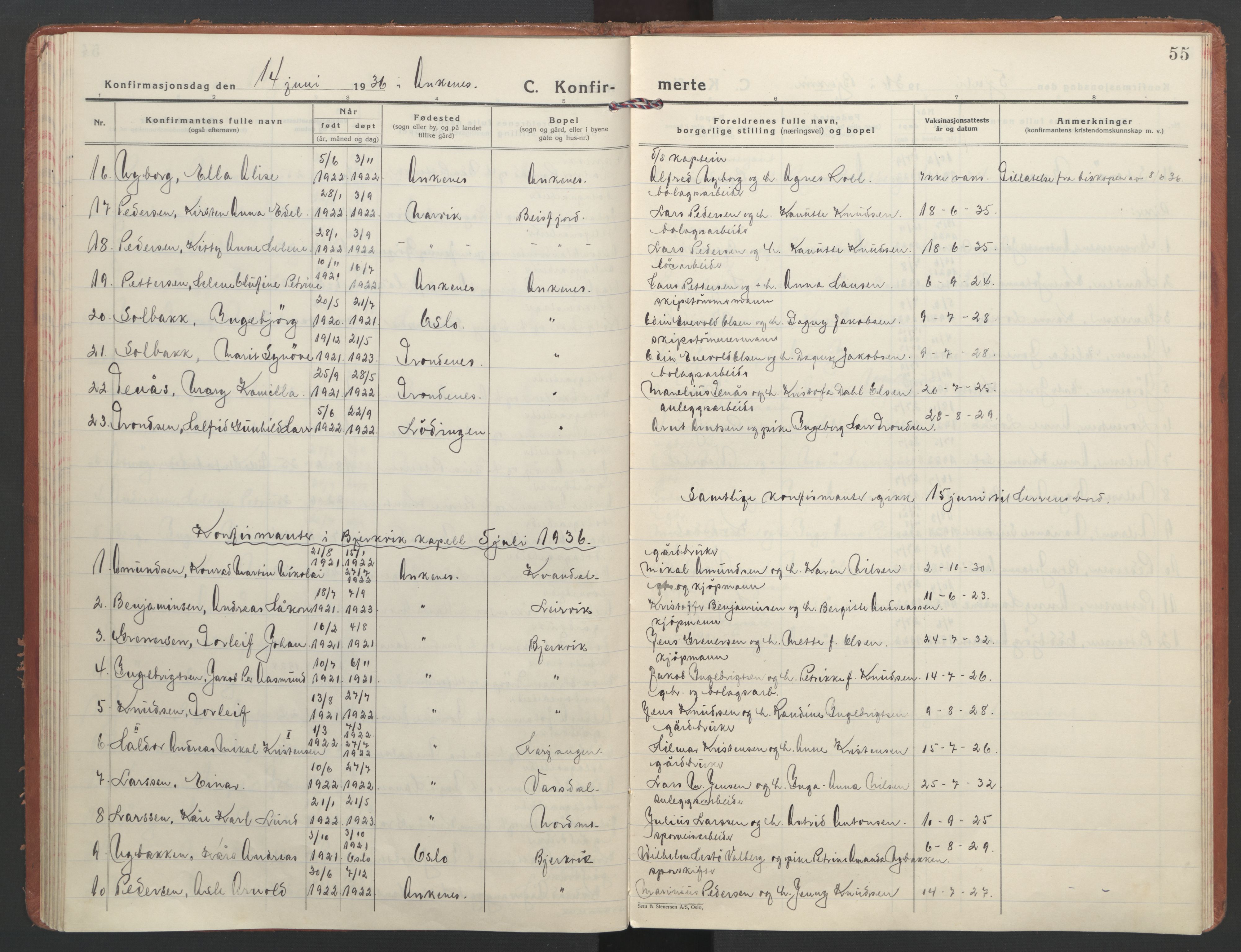 Ministerialprotokoller, klokkerbøker og fødselsregistre - Nordland, AV/SAT-A-1459/866/L0946: Ministerialbok nr. 866A09, 1926-1944, s. 55