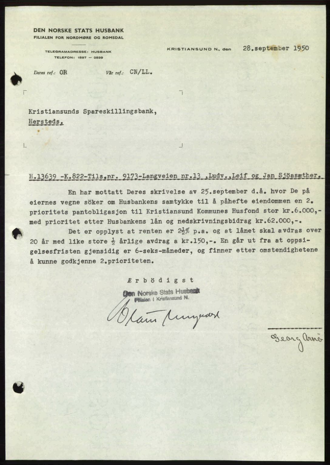 Kristiansund byfogd, AV/SAT-A-4587/A/27: Pantebok nr. 50, 1950-1950, Dagboknr: 1637/1950