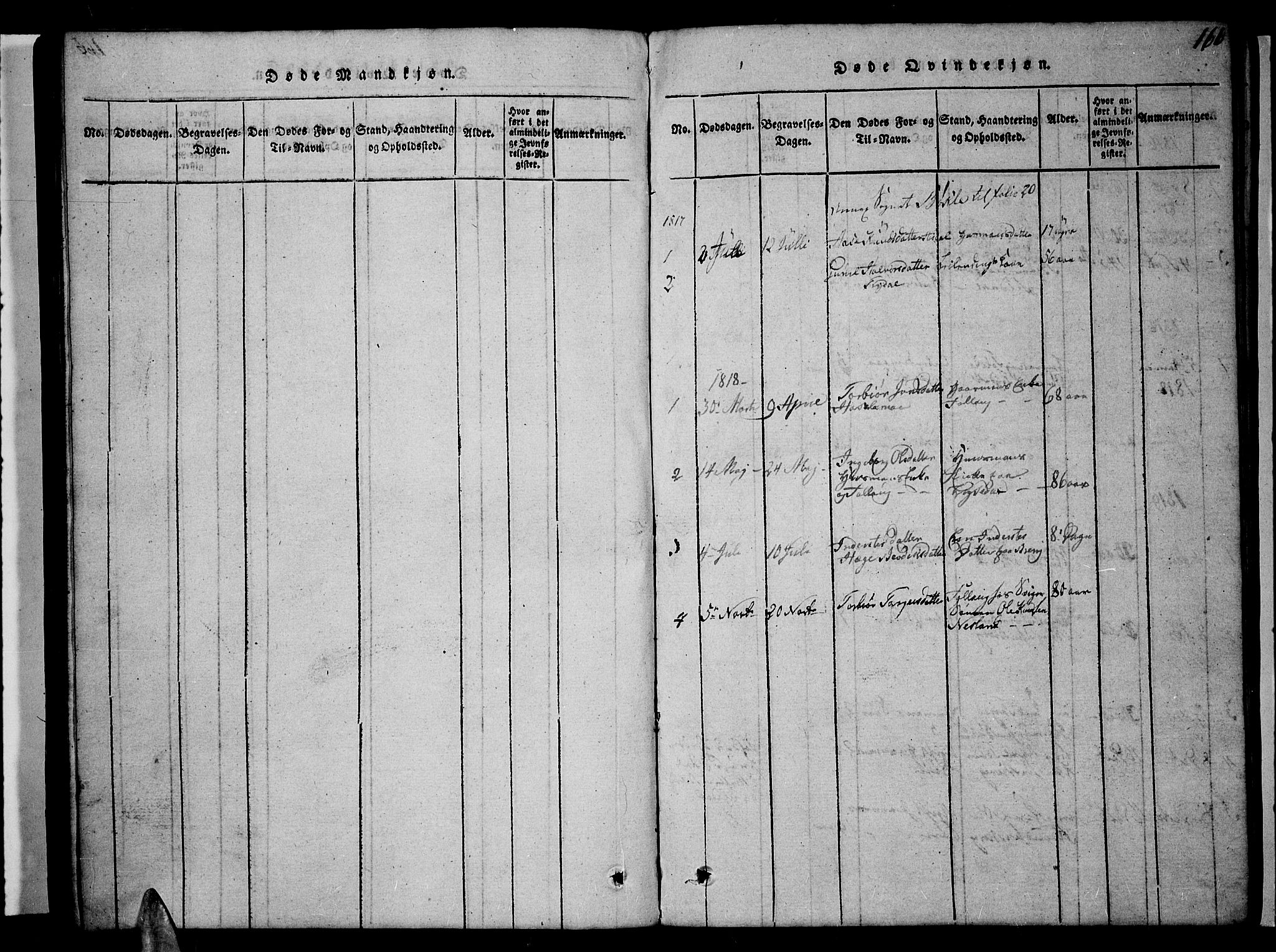 Valle sokneprestkontor, AV/SAK-1111-0044/F/Fb/Fbc/L0001: Klokkerbok nr. B 1 /3, 1816-1829, s. 166