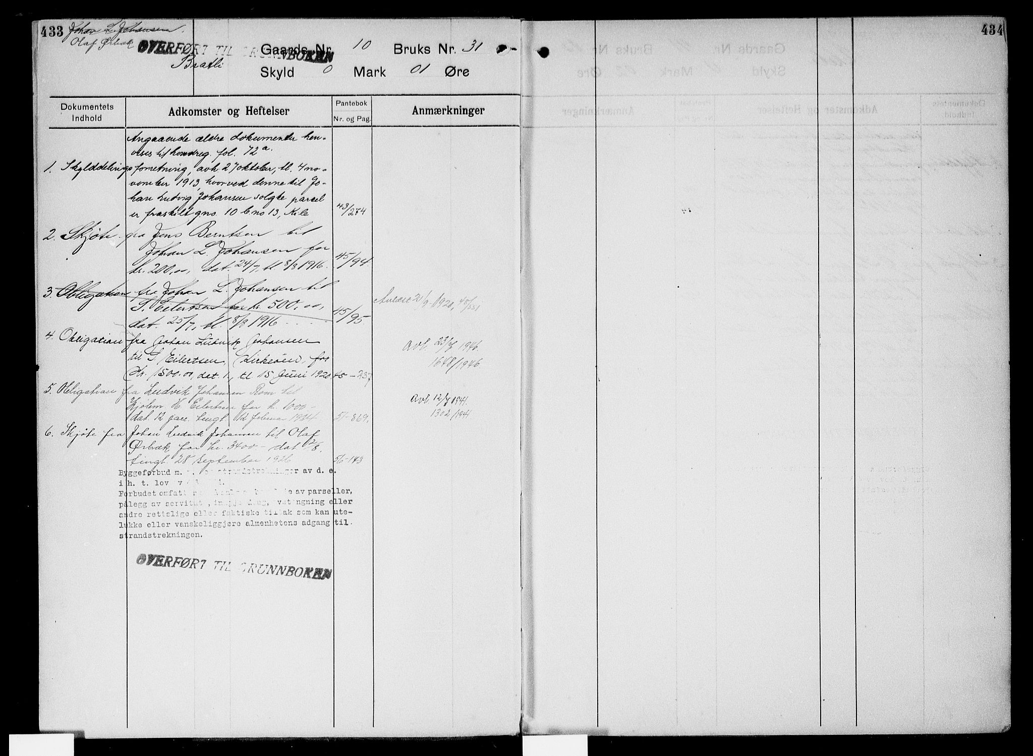 Onsøy sorenskriveri, SAO/A-10474/G/Gb/Gbc/L0003: Panteregister nr. III 3, 1913, s. 433-434