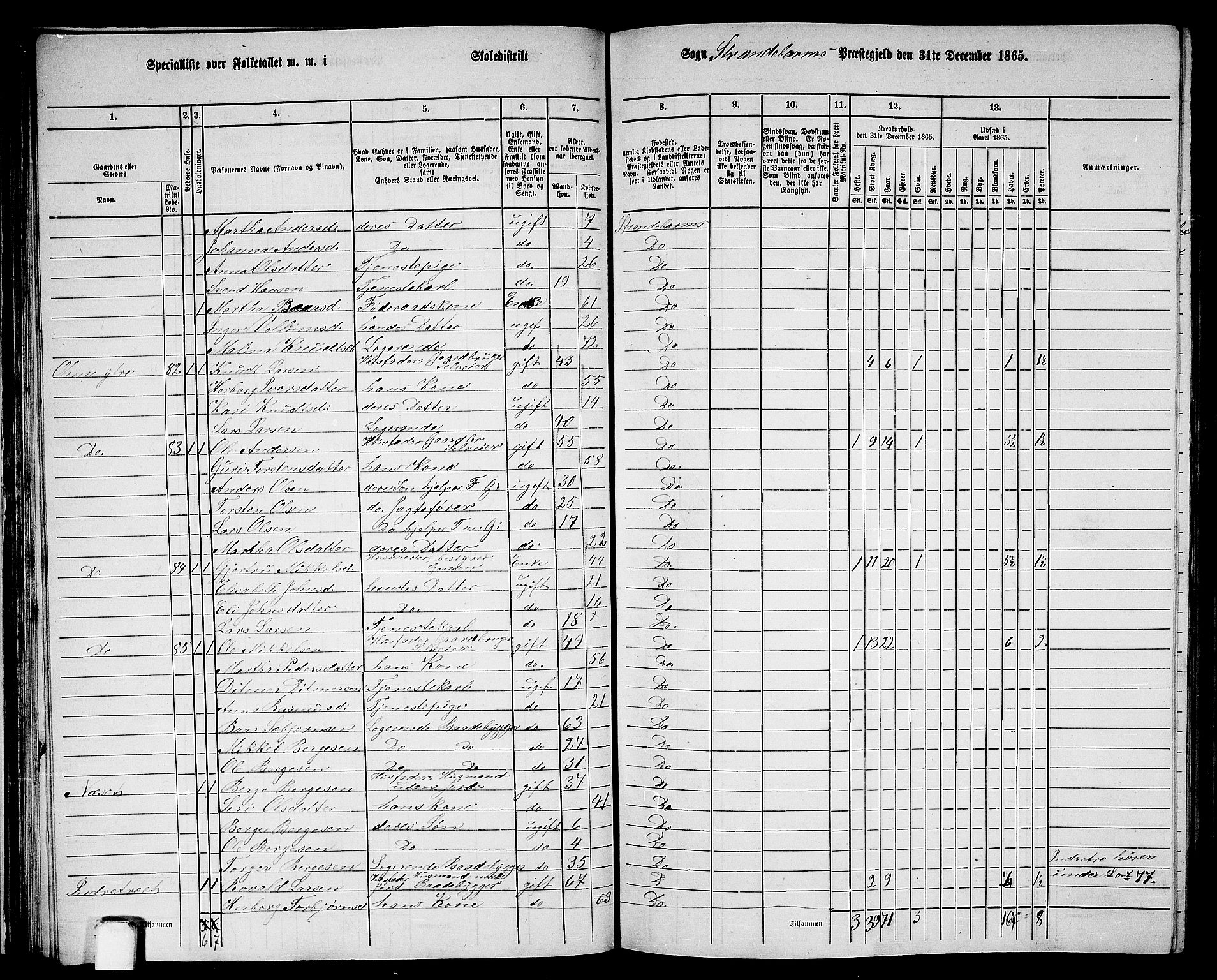 RA, Folketelling 1865 for 1226P Strandebarm prestegjeld, 1865, s. 43