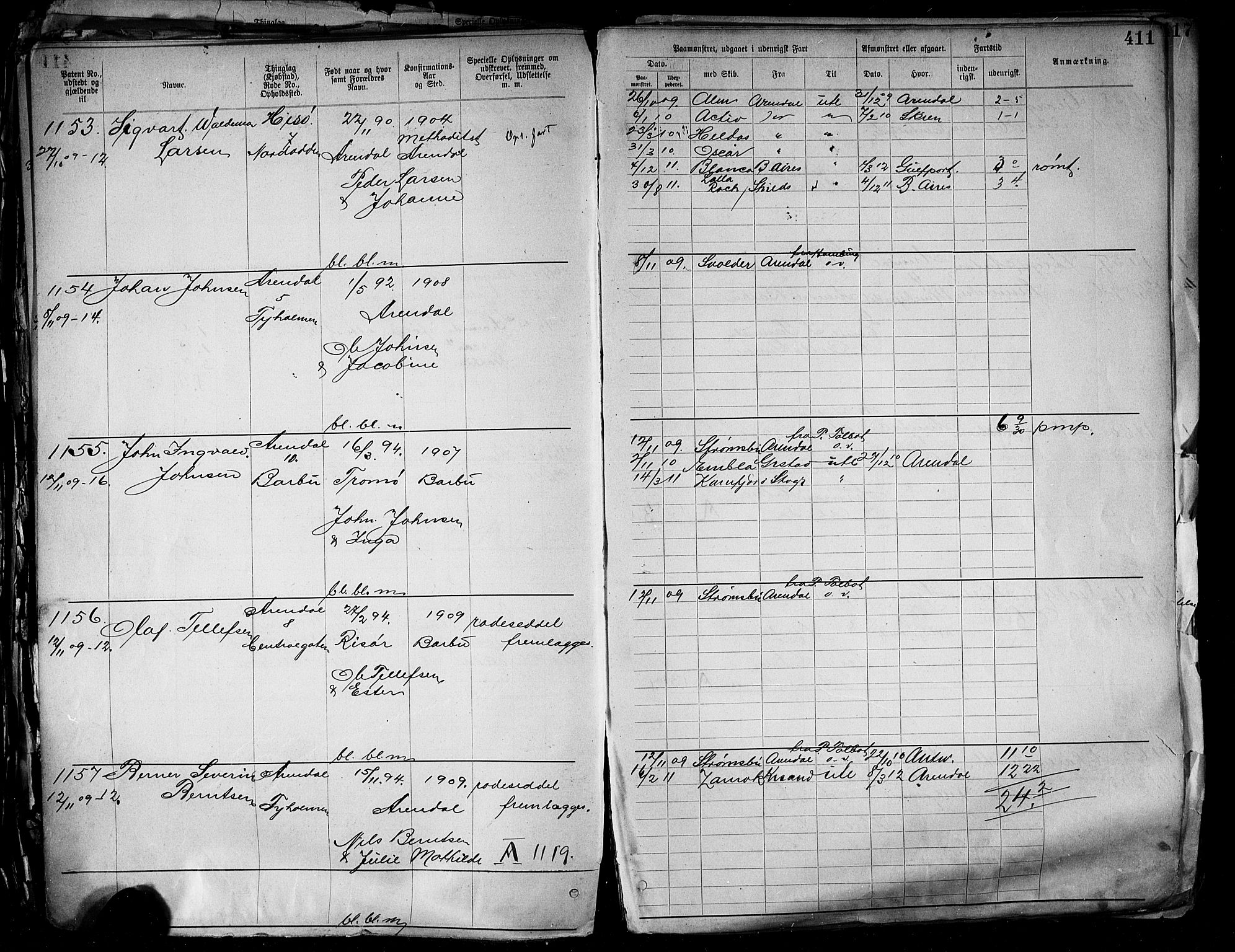 Arendal mønstringskrets, SAK/2031-0012/F/Fa/L0004: Annotasjonsrulle nr 3828-4715 og nr 1-1296, S-4, 1892-1918, s. 427