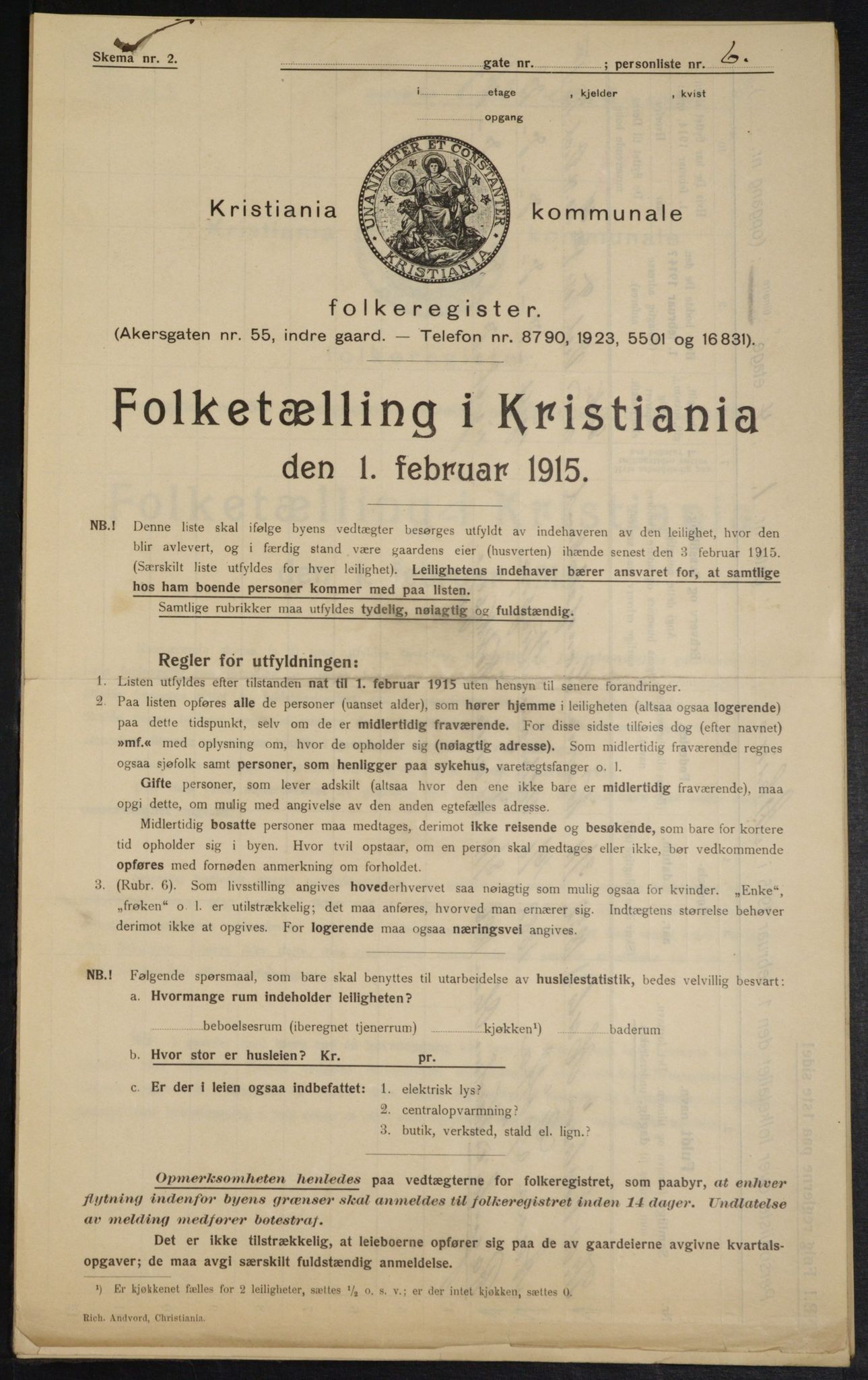 OBA, Kommunal folketelling 1.2.1915 for Kristiania, 1915, s. 1475