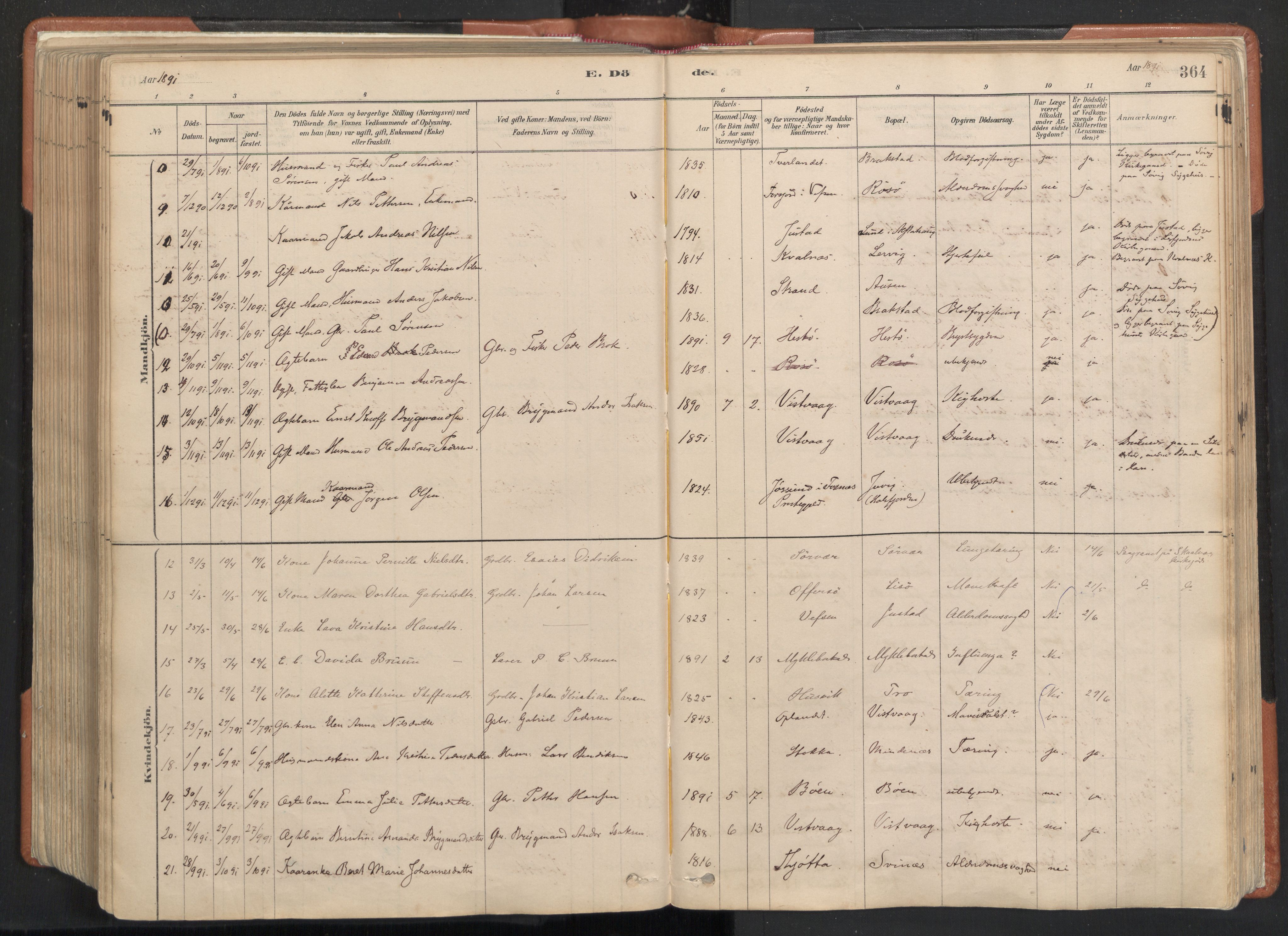 Ministerialprotokoller, klokkerbøker og fødselsregistre - Nordland, AV/SAT-A-1459/817/L0264: Ministerialbok nr. 817A04, 1878-1907, s. 364