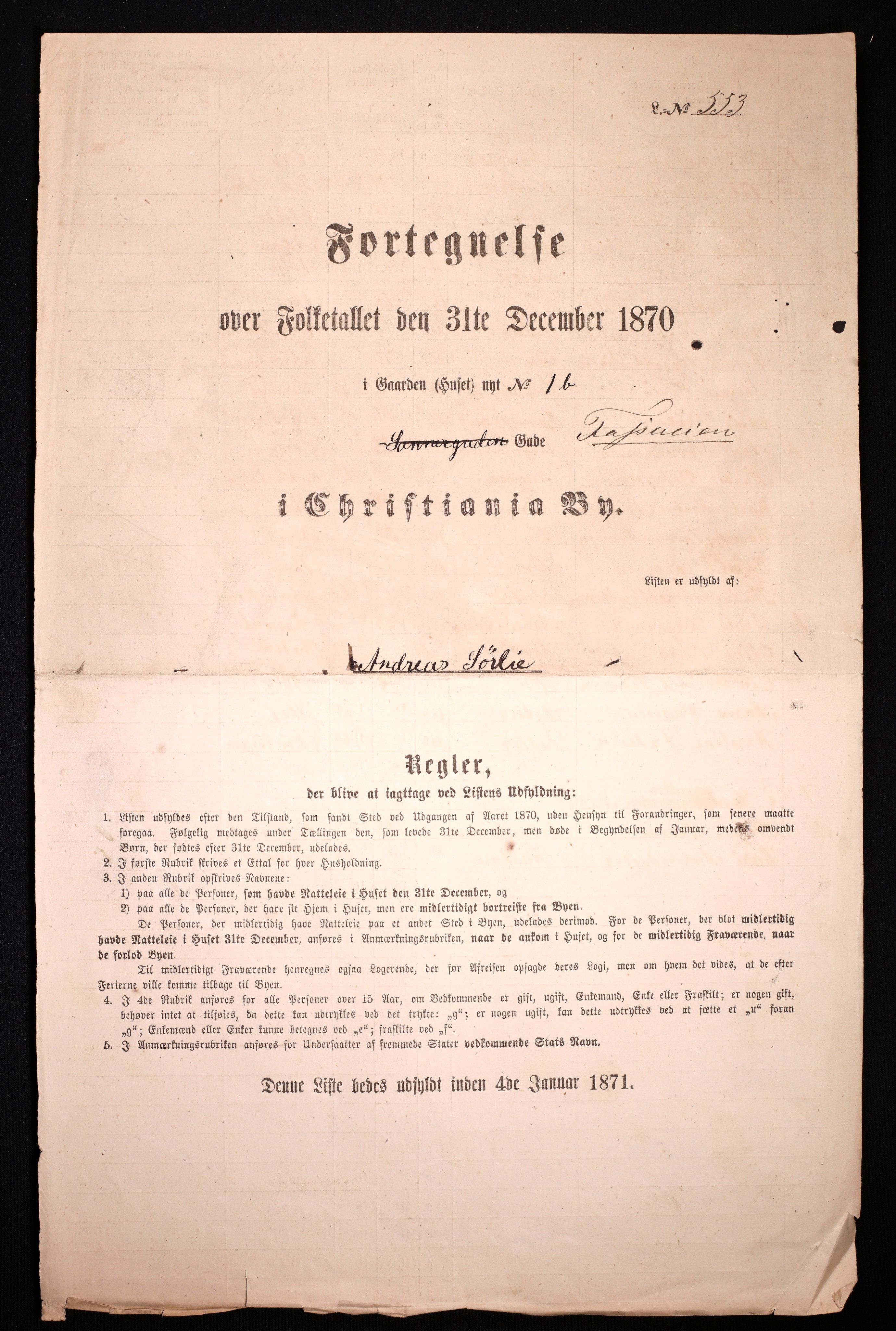 RA, Folketelling 1870 for 0301 Kristiania kjøpstad, 1870, s. 934