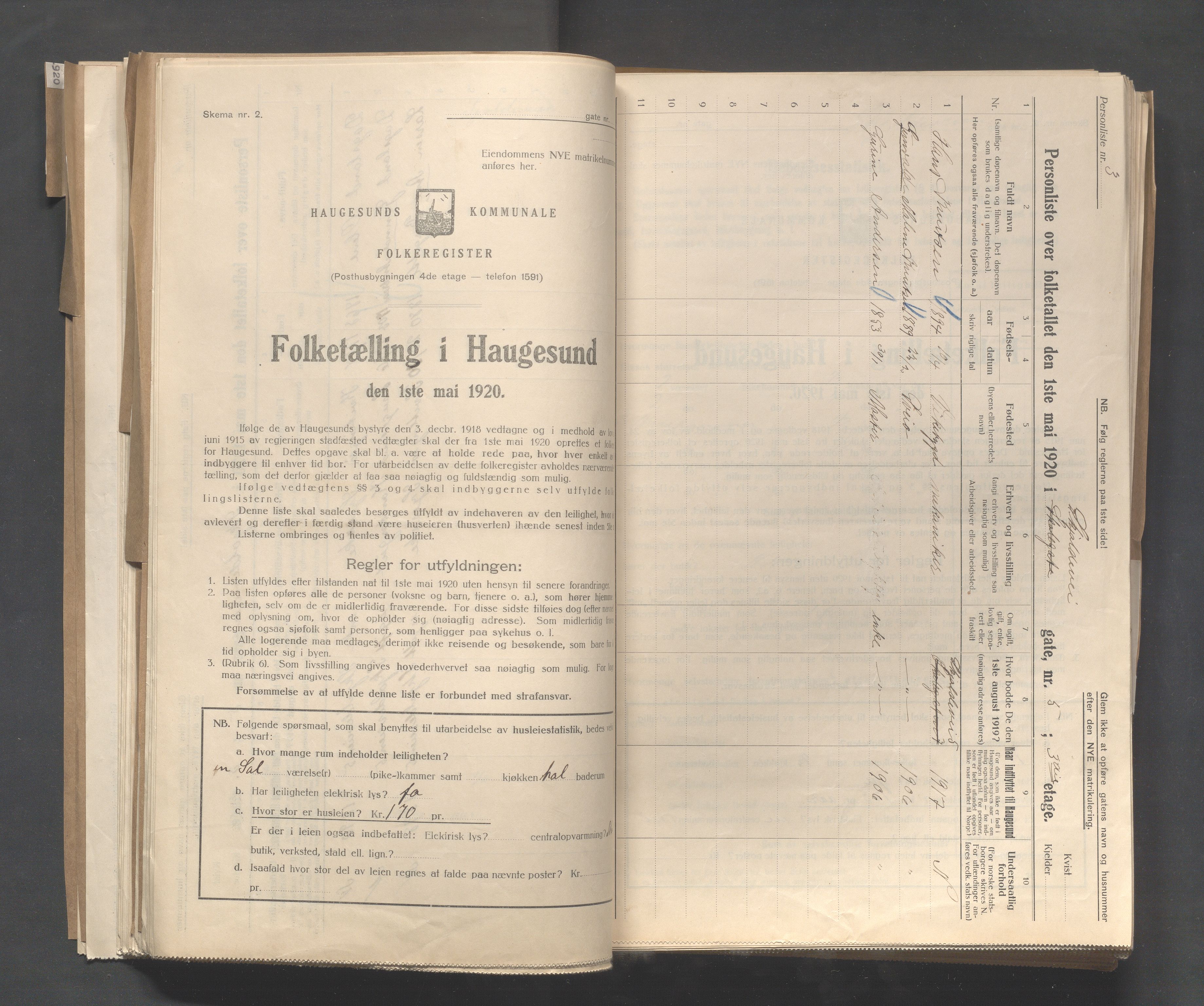 IKAR, Kommunal folketelling 1.5.1920 for Haugesund, 1920, s. 3781