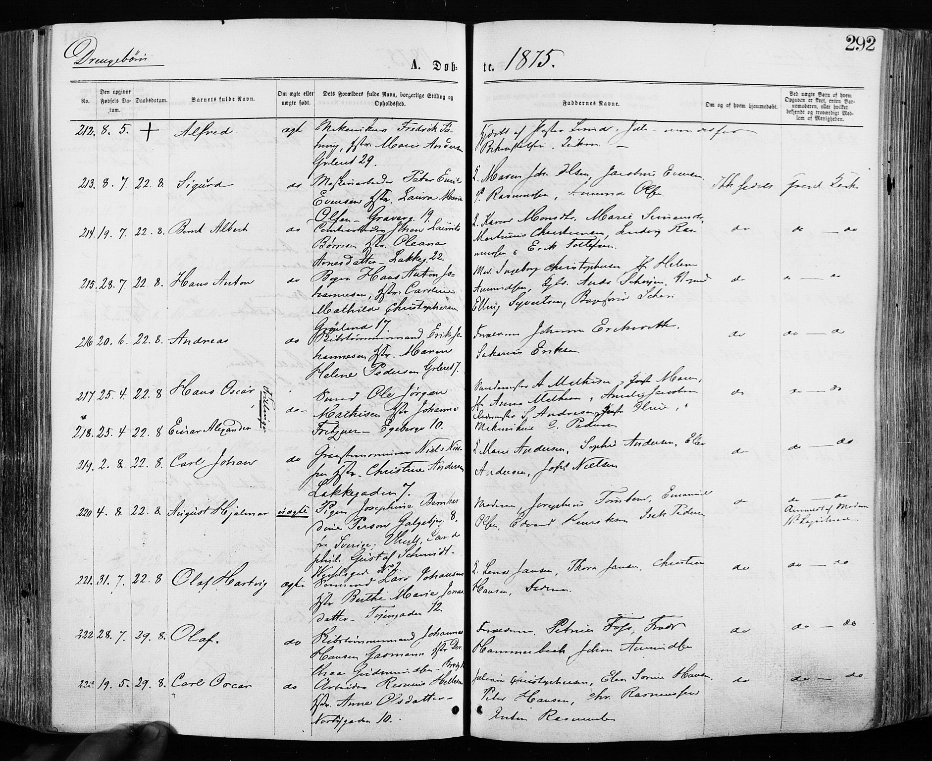 Grønland prestekontor Kirkebøker, SAO/A-10848/F/Fa/L0004: Ministerialbok nr. 4, 1869-1880, s. 292