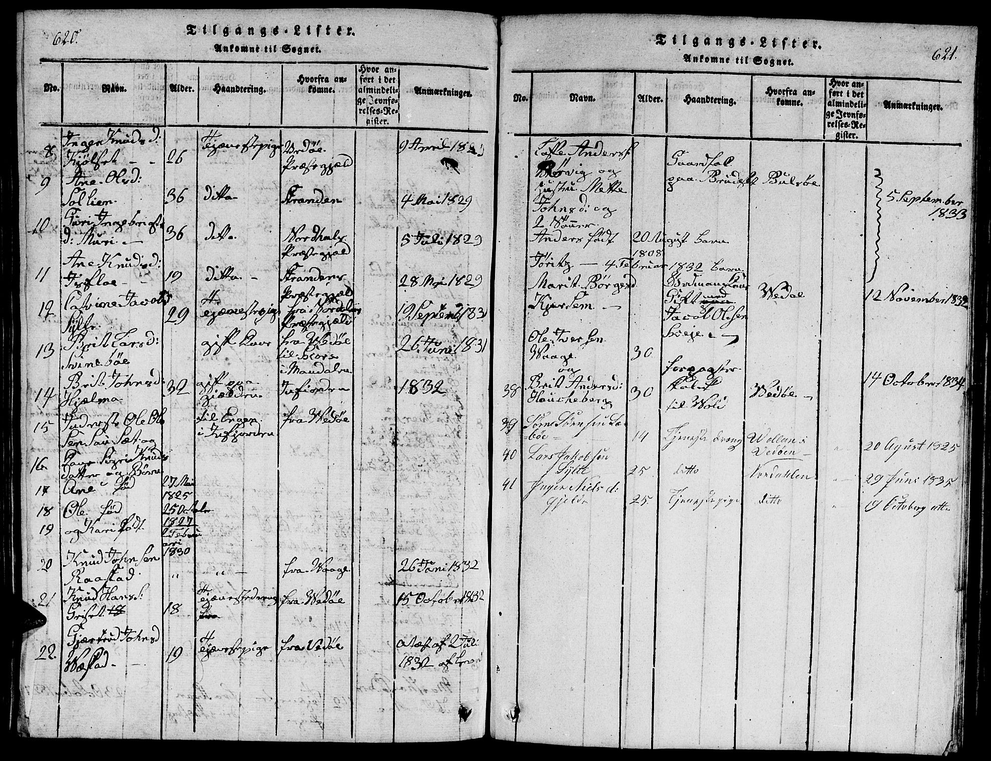 Ministerialprotokoller, klokkerbøker og fødselsregistre - Møre og Romsdal, AV/SAT-A-1454/543/L0563: Klokkerbok nr. 543C01, 1818-1836, s. 620-621