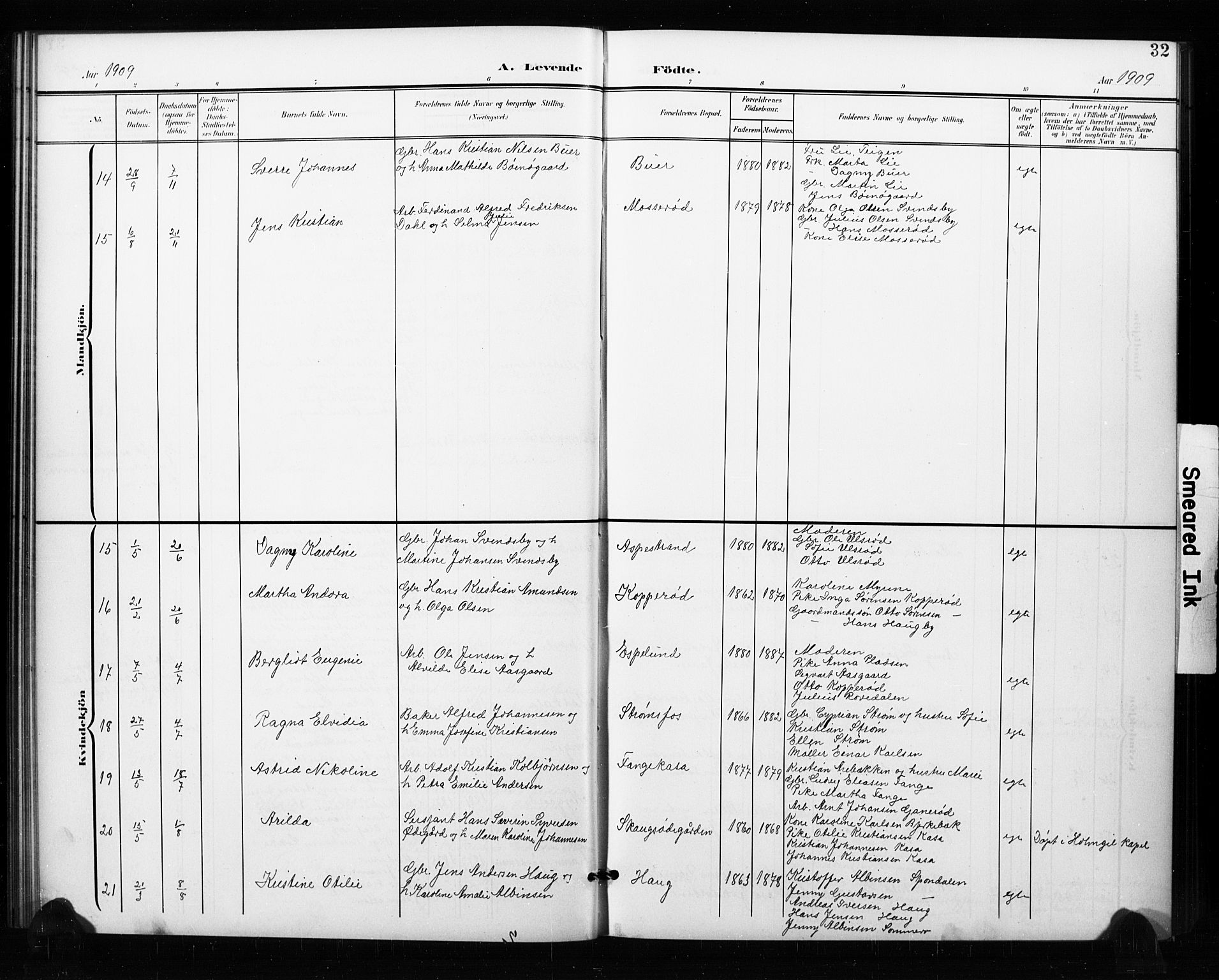 Aremark prestekontor Kirkebøker, AV/SAO-A-10899/G/Ga/L0002: Klokkerbok nr. I 2, 1901-1928, s. 32