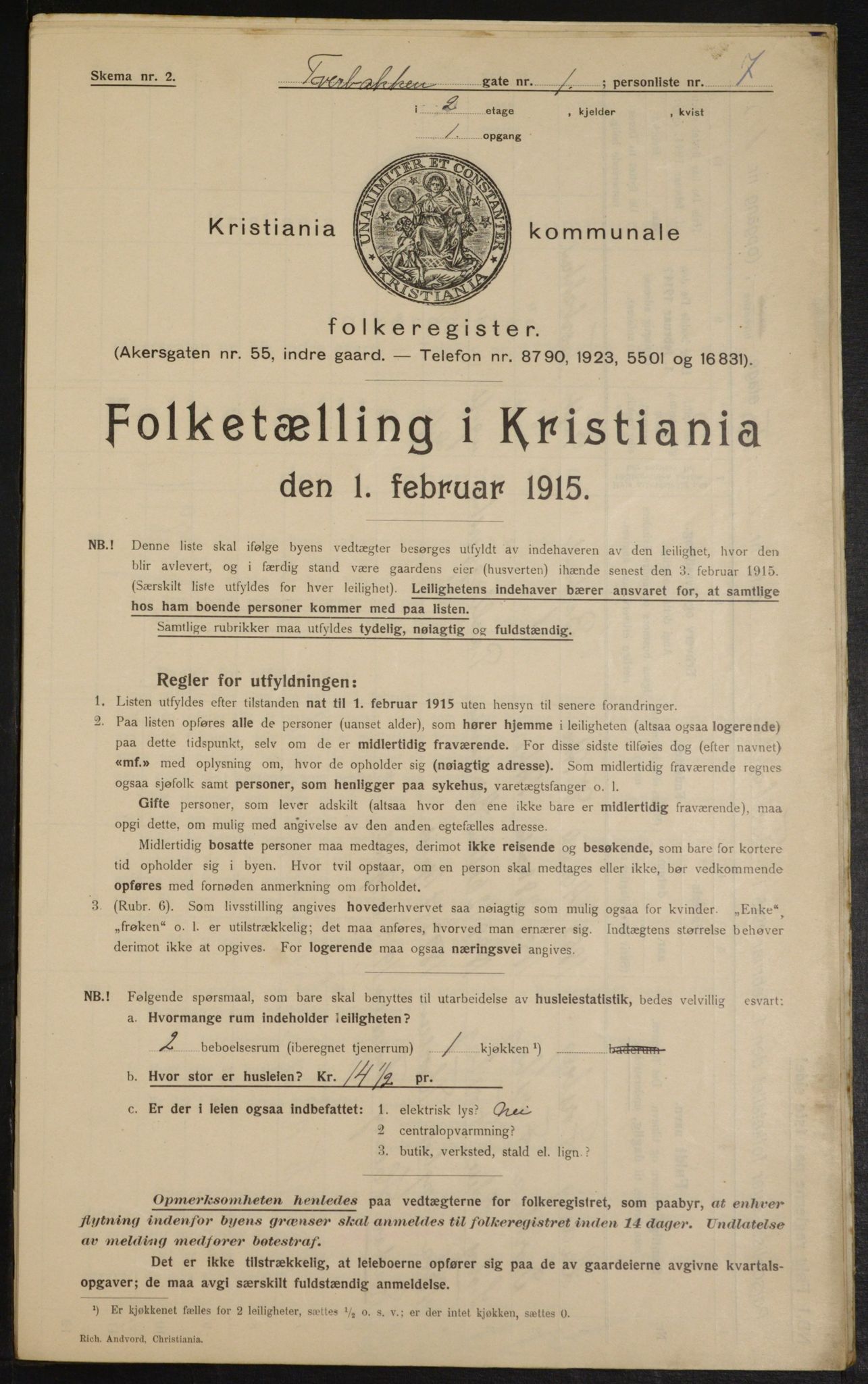 OBA, Kommunal folketelling 1.2.1915 for Kristiania, 1915, s. 117579