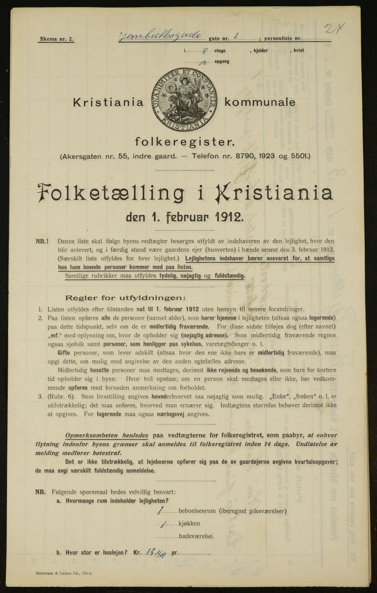 OBA, Kommunal folketelling 1.2.1912 for Kristiania, 1912, s. 45826