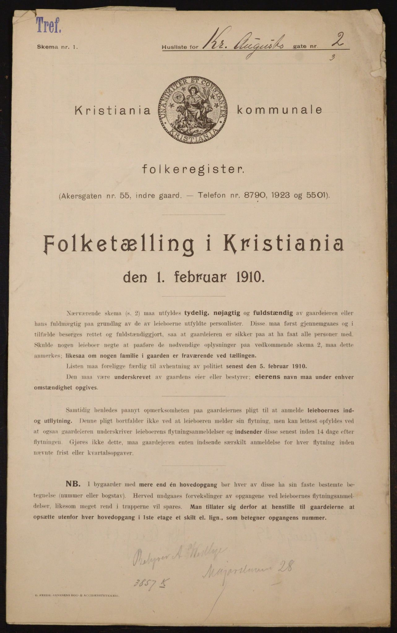 OBA, Kommunal folketelling 1.2.1910 for Kristiania, 1910, s. 52349