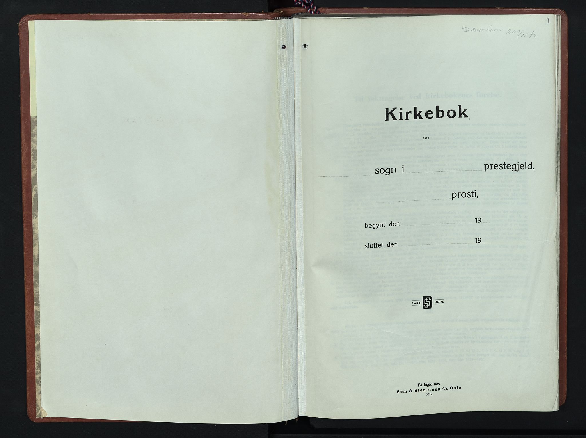Elverum prestekontor, SAH/PREST-044/H/Ha/Hab/L0023: Klokkerbok nr. 23, 1947-1964, s. 1