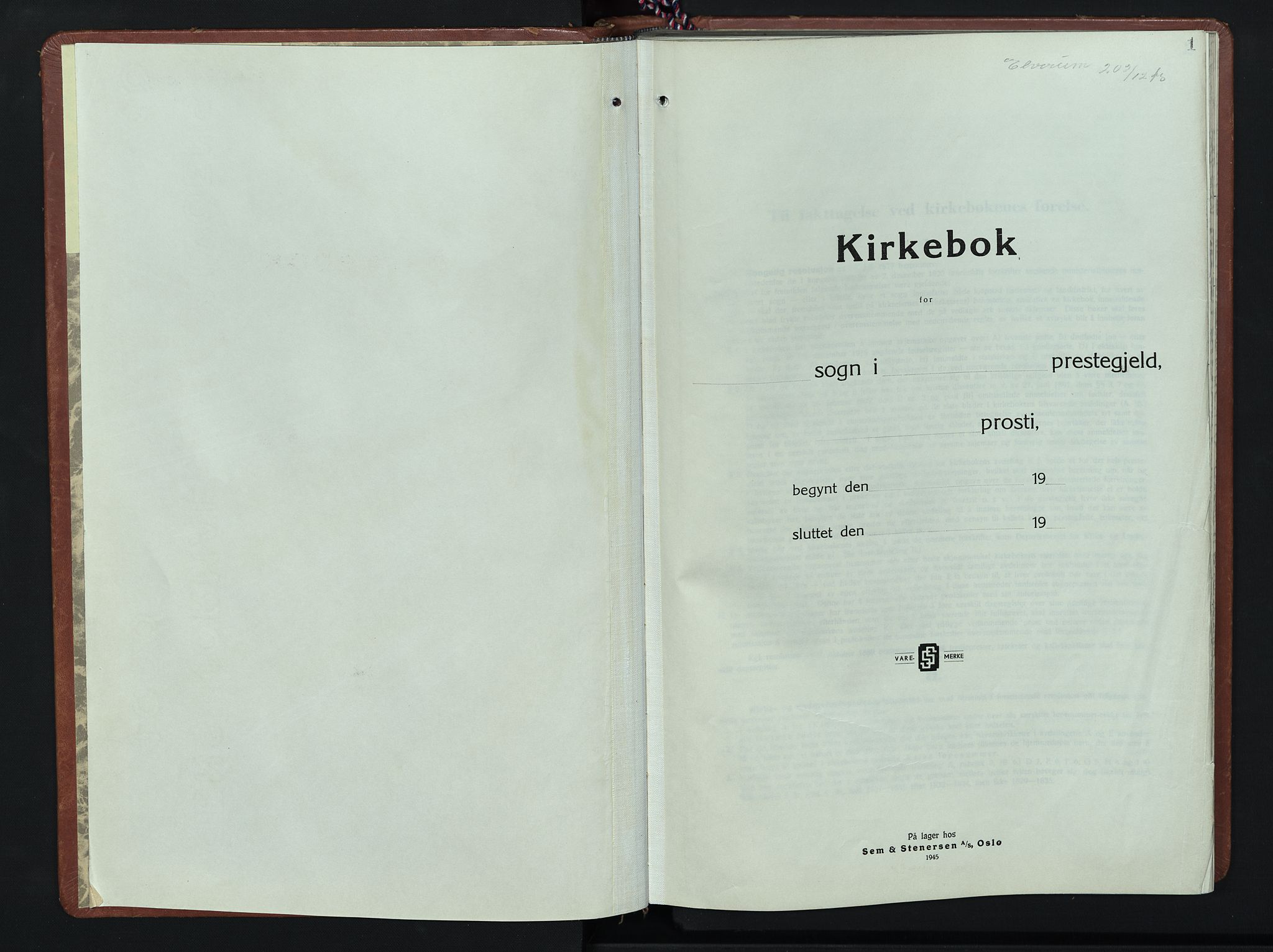 Elverum prestekontor, AV/SAH-PREST-044/H/Ha/Hab/L0023: Klokkerbok nr. 23, 1947-1964, s. 1