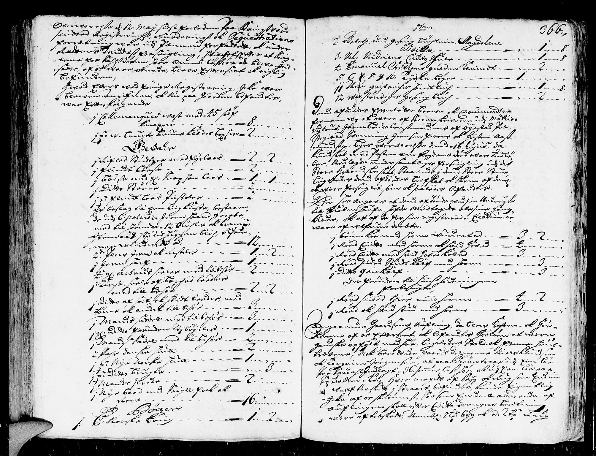 Nedenes sorenskriveri før 1824, SAK/1221-0007/H/Hc/L0002: Skifteprotokoll med register nr 2, 1698-1701, s. 365b-366a