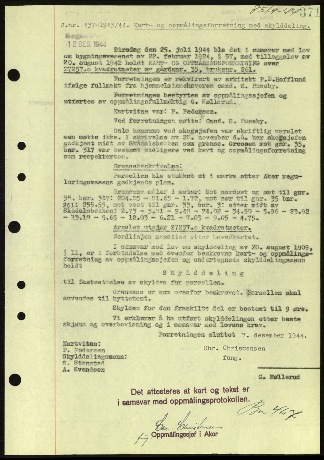 Aker herredsskriveri, SAO/A-10896/G/Gb/Gba/Gbab/L0063: Pantebok nr. A184-185, 1944-1945, Dagboknr: 8519/1944