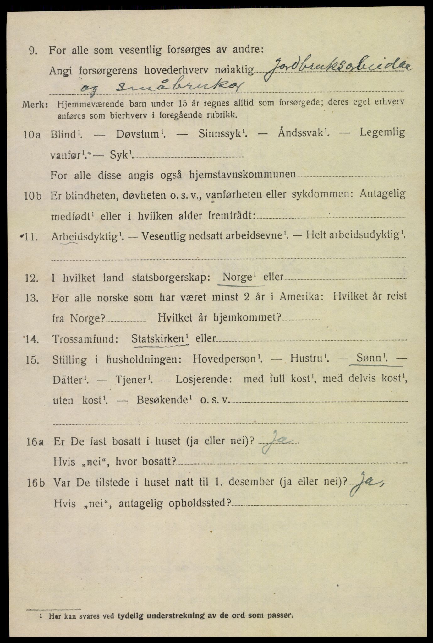 SAK, Folketelling 1920 for 0940 Valle herred, 1920, s. 962