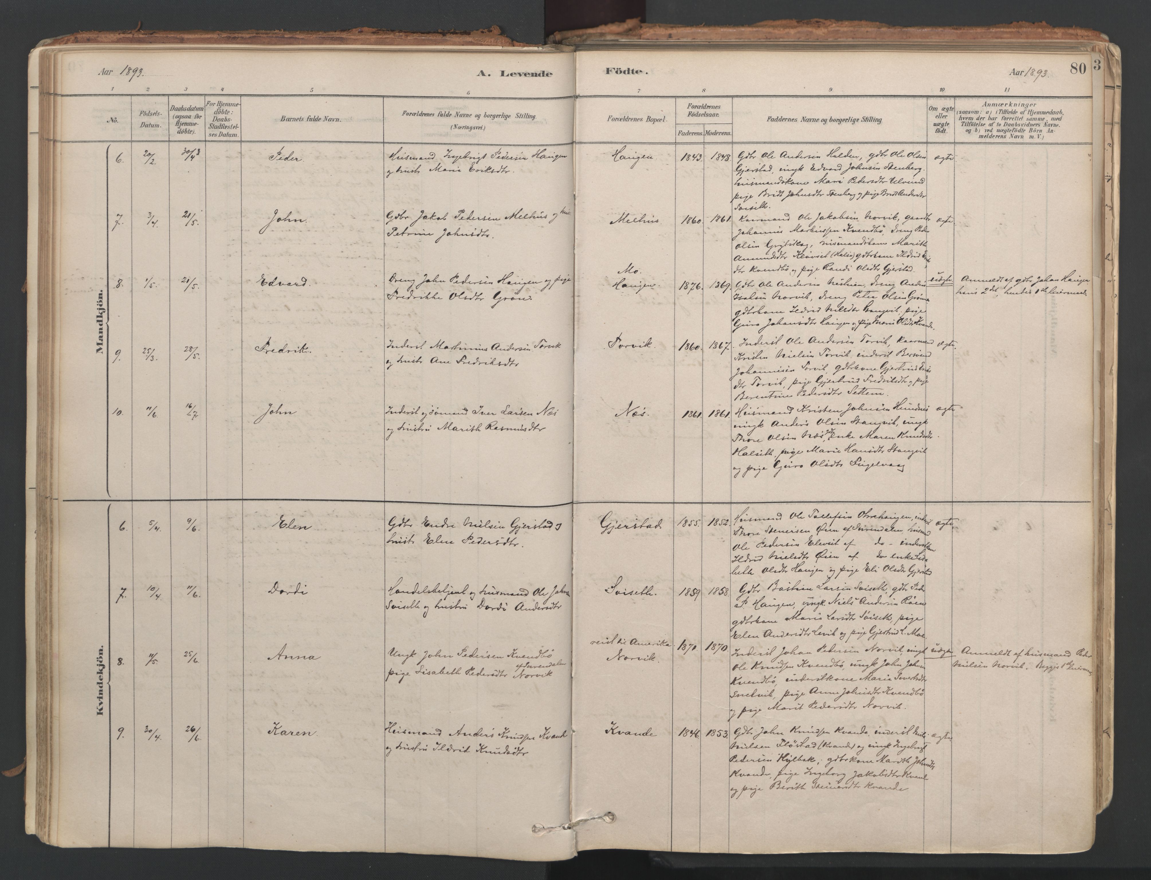 Ministerialprotokoller, klokkerbøker og fødselsregistre - Møre og Romsdal, AV/SAT-A-1454/592/L1029: Ministerialbok nr. 592A07, 1879-1902, s. 80