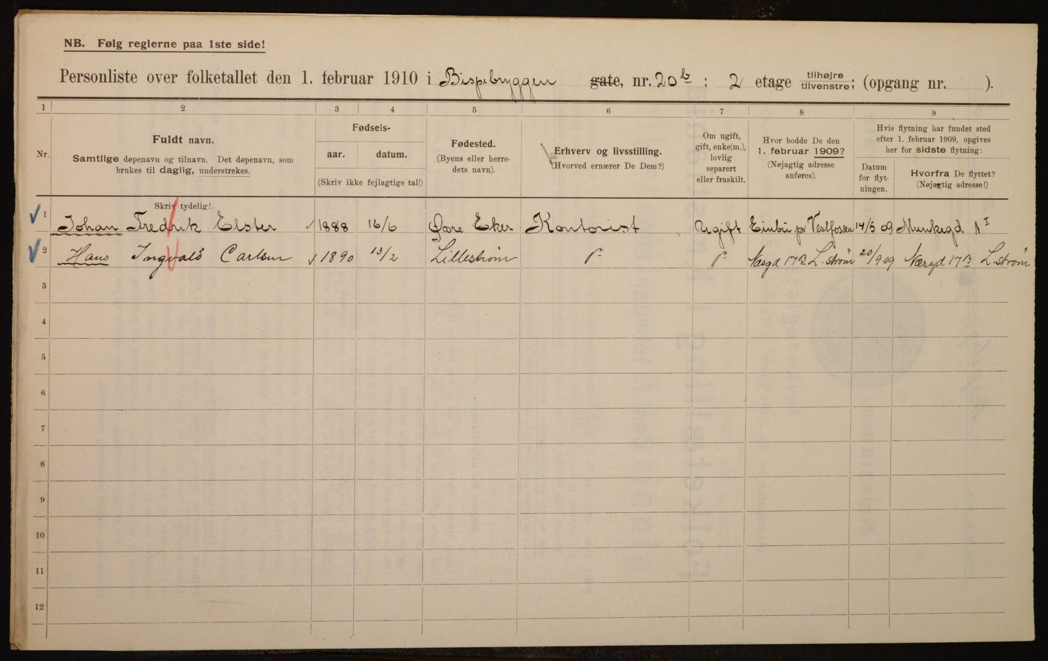 OBA, Kommunal folketelling 1.2.1910 for Kristiania, 1910, s. 5152